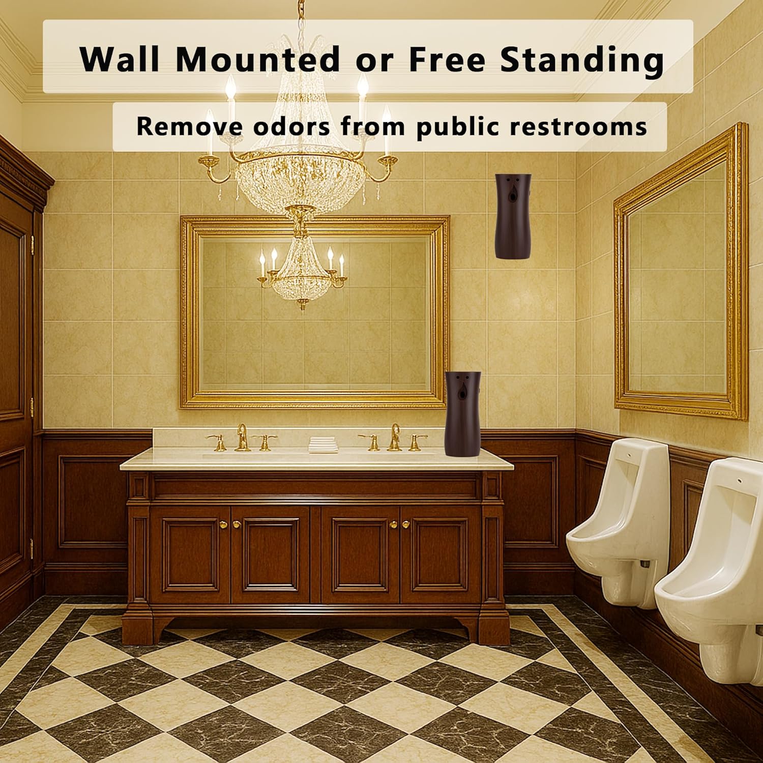 Automatic Air Freshener Spray Dispenser 2-Pack, Wall Mounted or Freestanding,Multiple Time Settings,Commercial and Home Use in Bathrooms, Offices, Living Rooms and Commercial Places (Wood, 1121)