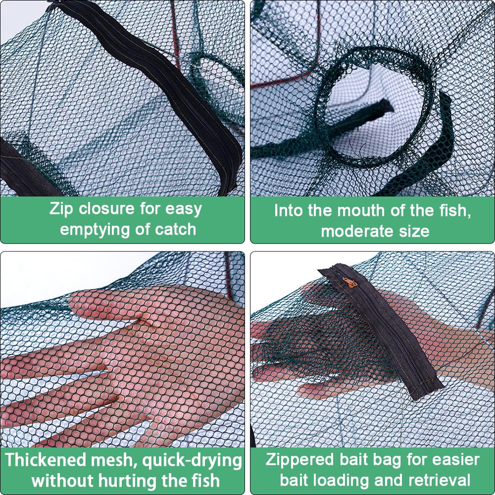 4 Pièces Piège à Poisson Pliable, 45x21x21cm Nasse a Poisson Peche, Poisson Pliant Appât Rectangulaires, Filet de Pêche Portable, Piège À Filet De Pêche pour Écrevisses, Homard, Crabe