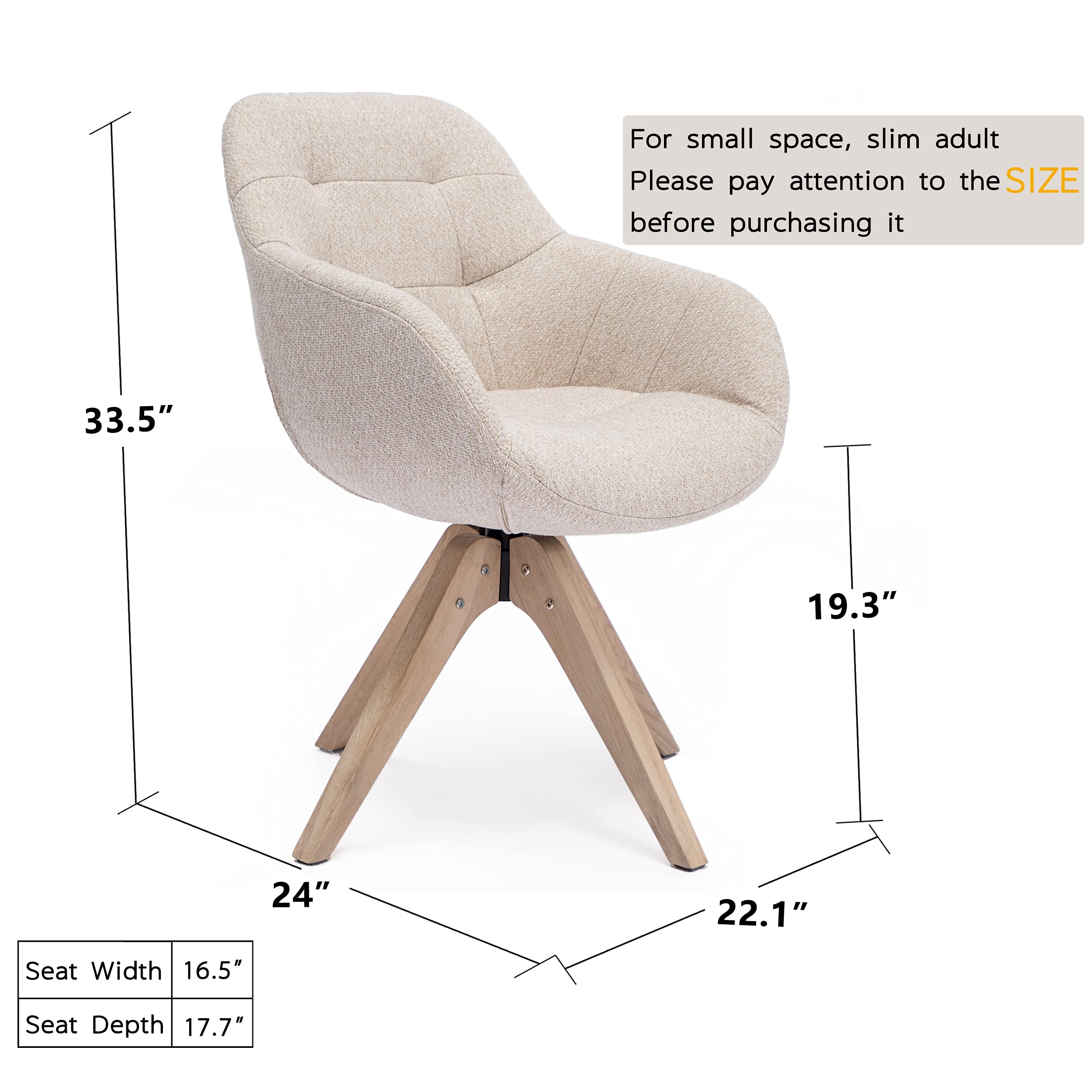 Buy KINWELL Swivel Armchair Fabric Accent Chair Dining Chair, Desk