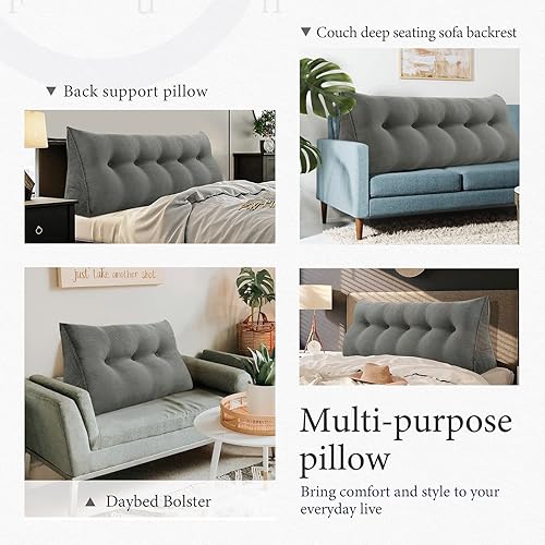 Miniatura 6 de Almohada de lectura triangular XL con cabecera de cuña, almohada extra grande de apoyo de espalda para sentarse en la cama, sofá cama, cojín de