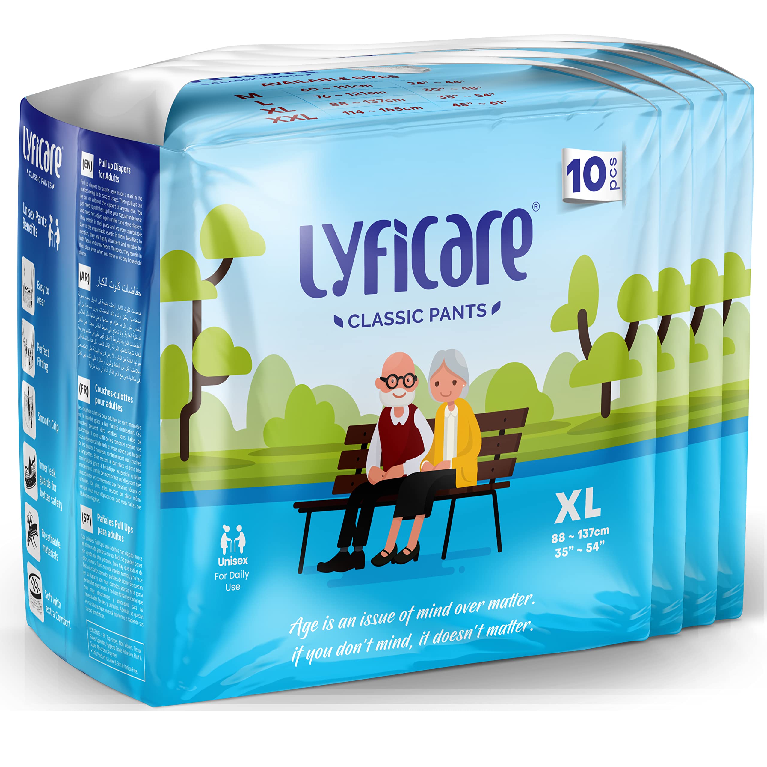 Lyficare Classic Adult Diaper Extra Large Size (XL) - 40 Units (Pack of 4) | Unisex Diapers Pants | Waist (90-125 cm) | Wetness Indicator, Super absorb, 360° Protection & 0% Leakage | For Men & Women-image-24