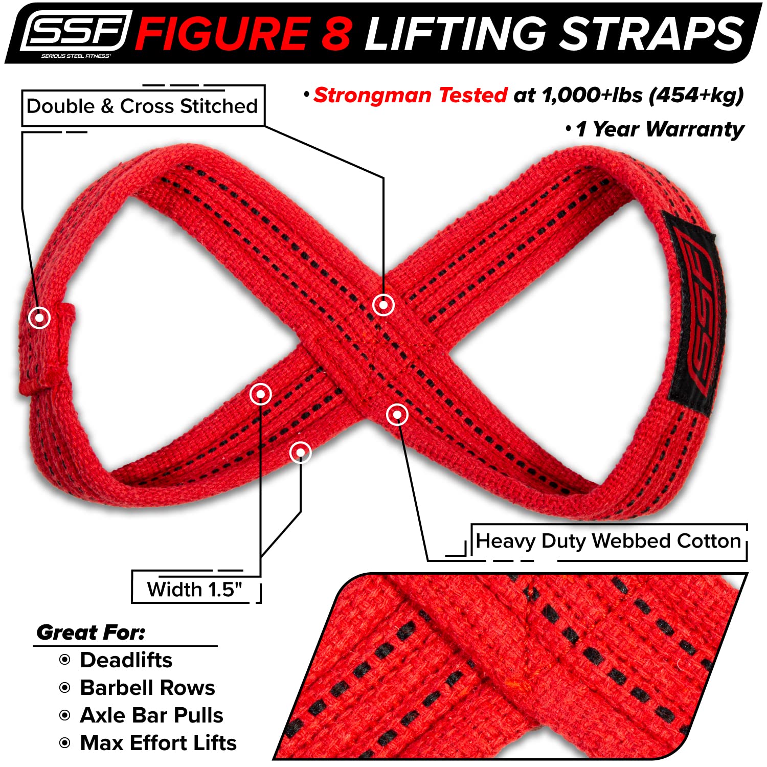 SERIOUS STEEL FITNESS Figure 8 Straps Deadlift Strap...B09N9Q6MHQ