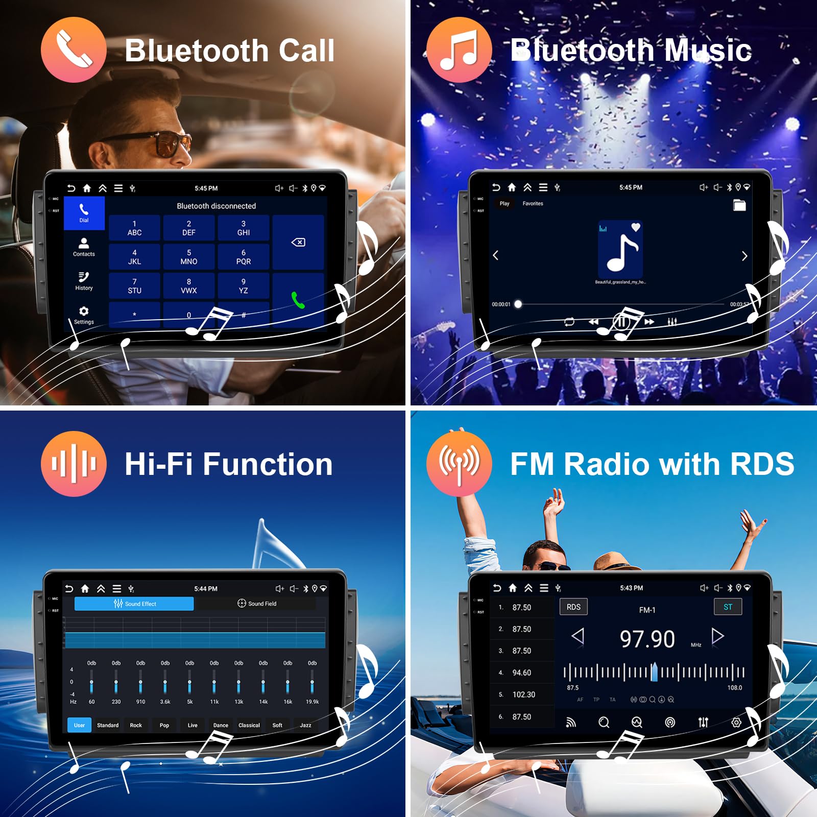 Hodozzy Radio samochodowe 4G + 64G do Peugeot 208/2008 2012-2018 Android 10 cali InCell ekran dotykowy radio samochodowe nawigacja Carplay Wireless Android Auto Radio 2 DIN, Bluetooth, DSP, WiFi, GPS