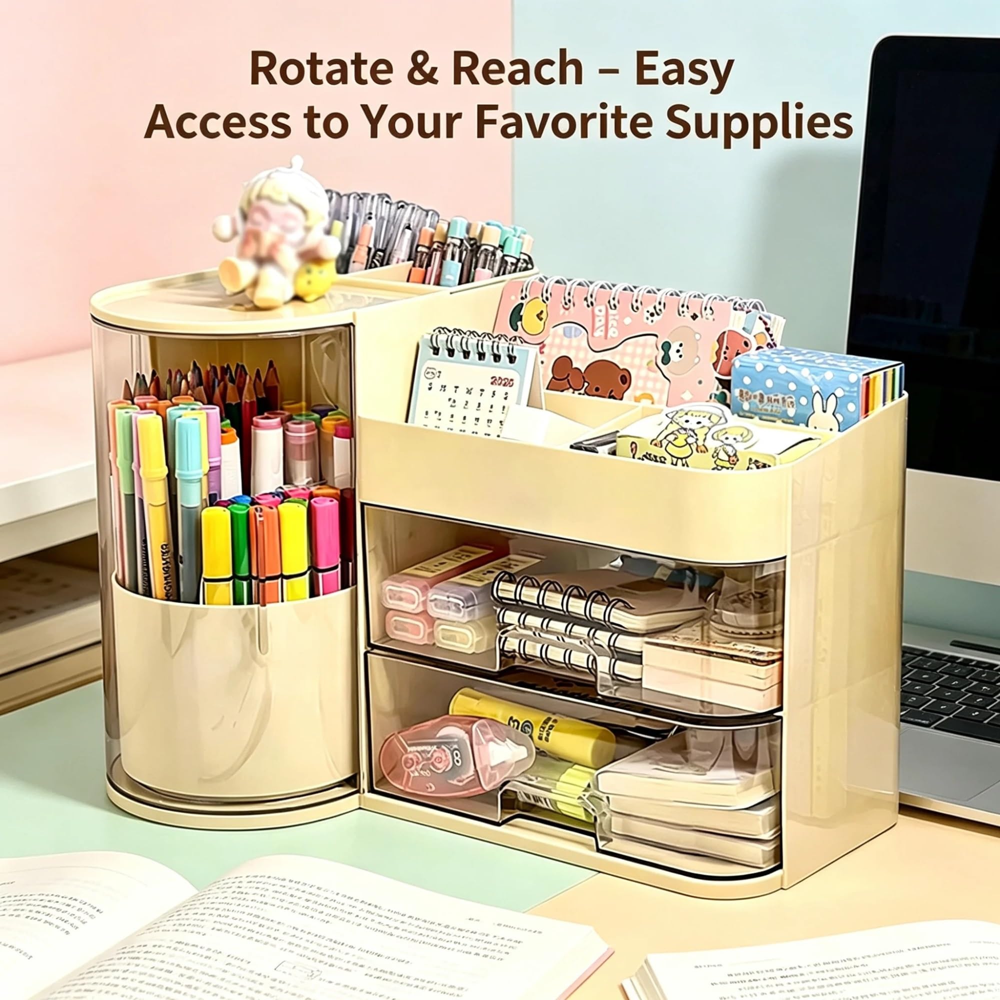 Organizador de Escritorio con Portalápices Giratorio