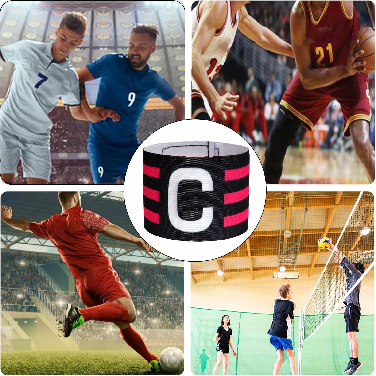 Fascia da capitano di calcio,bande di capitano di calcio | Fascia sportiva del capitano per il calcio,Bande del giocatore regolabili, accessori da gioco di calcio elastici per adulti e