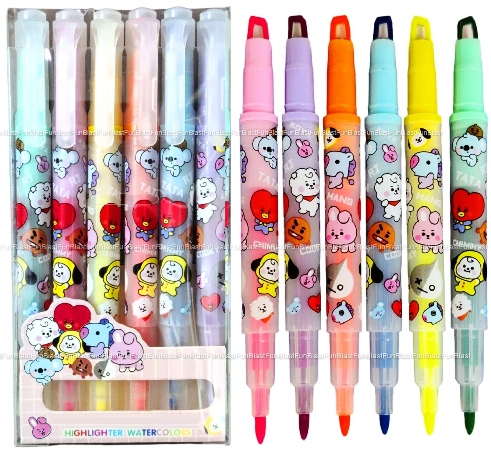 Buy FunBlast Cute Cartoon Highlighter Pen 6 Water Color Pen, Dual