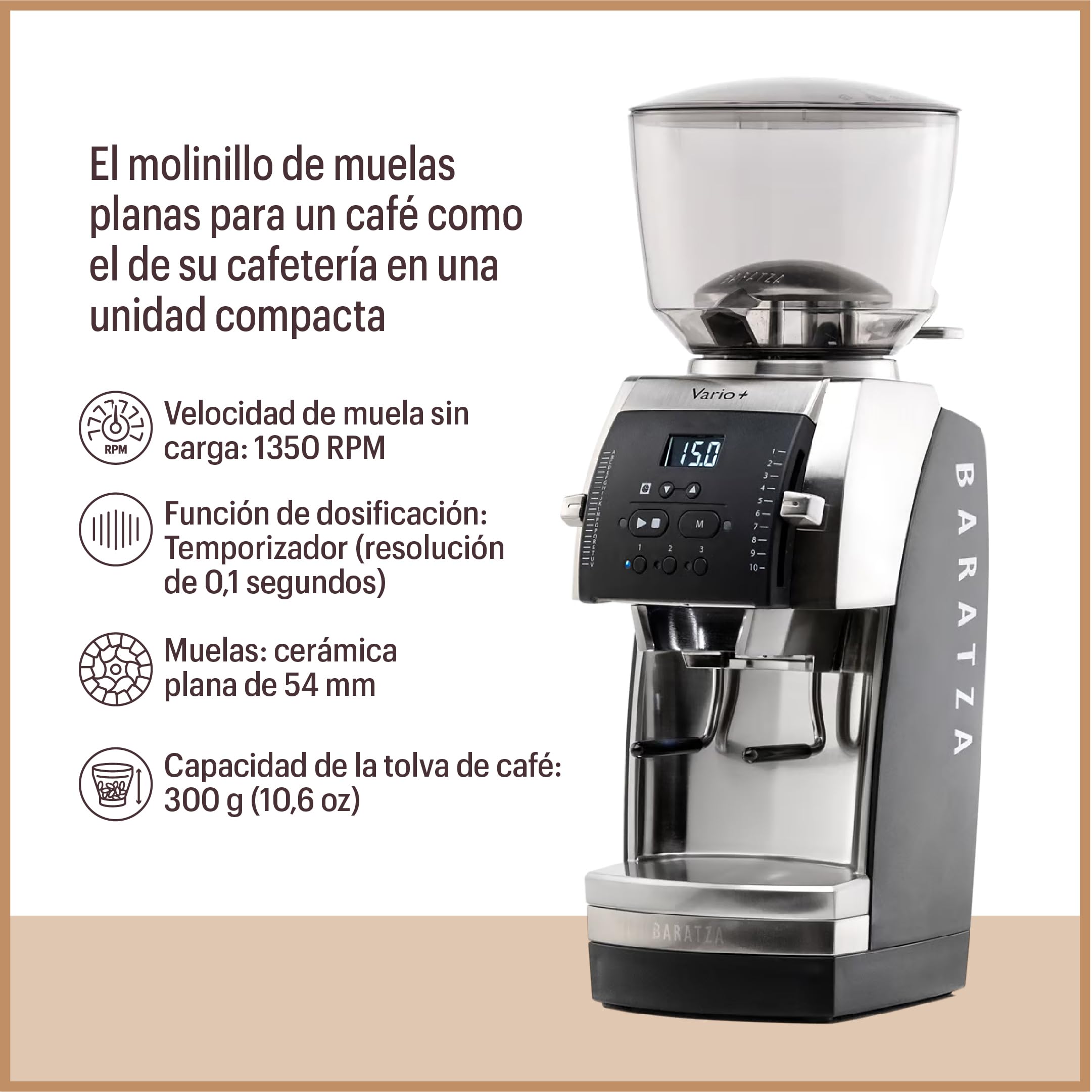 Baratza Vario+ Molinillo Eléctrico de Café en Grano, Blanco | Coffee Grinder con 22 Microajustes