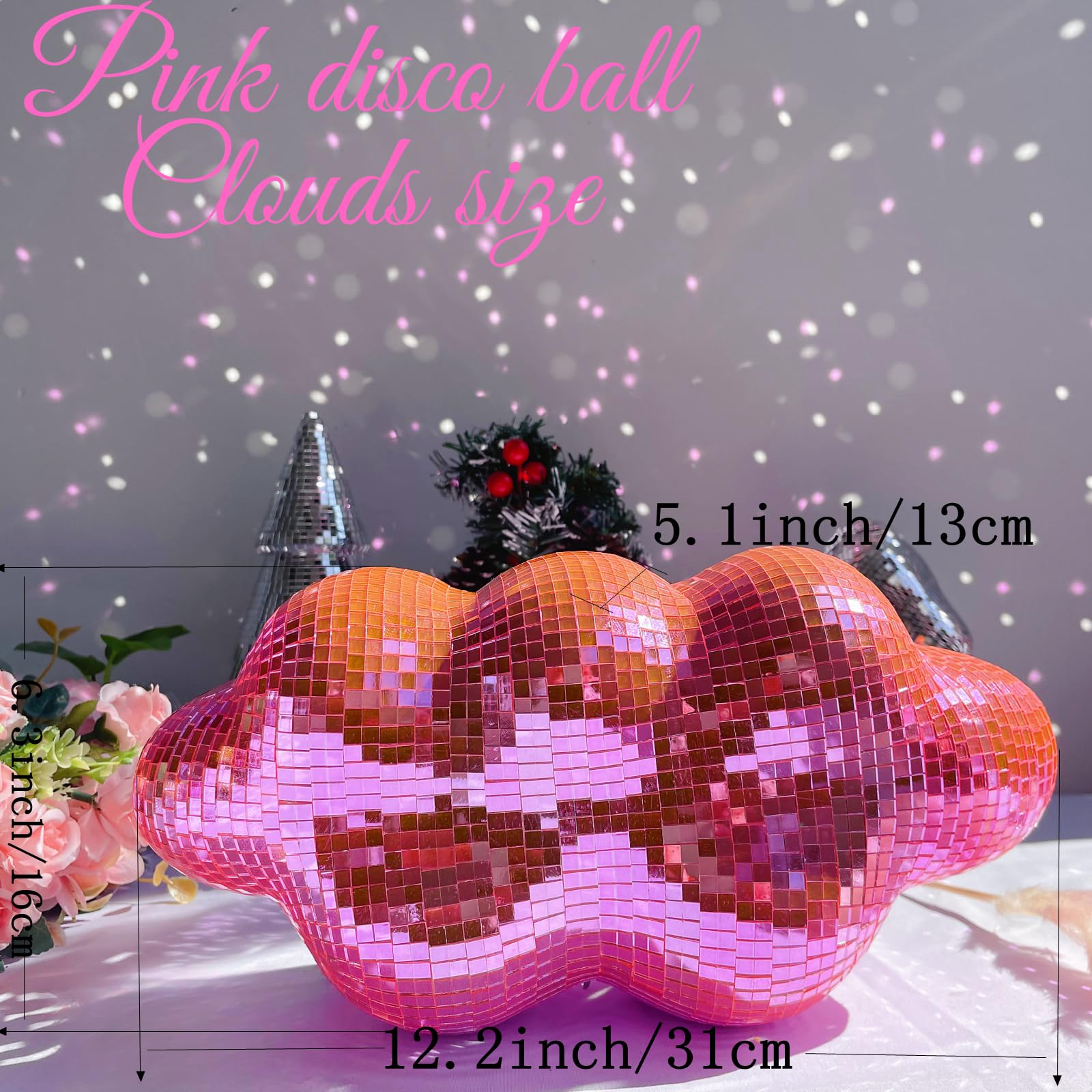 Amazon.co.jp: ピンクのディスコボール雲の形をしたハンギングディスコ