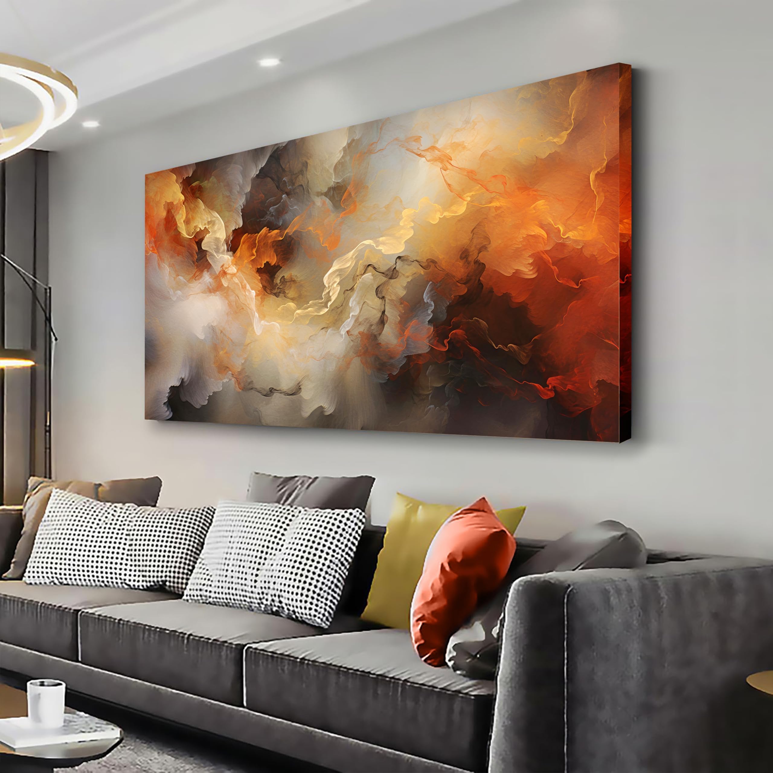lianyibo Abstract Canvas Wall Art Orange Artwork Posters Prints Painting for Living Room Bedroom Office Decoration(65x130cm/Frameless)