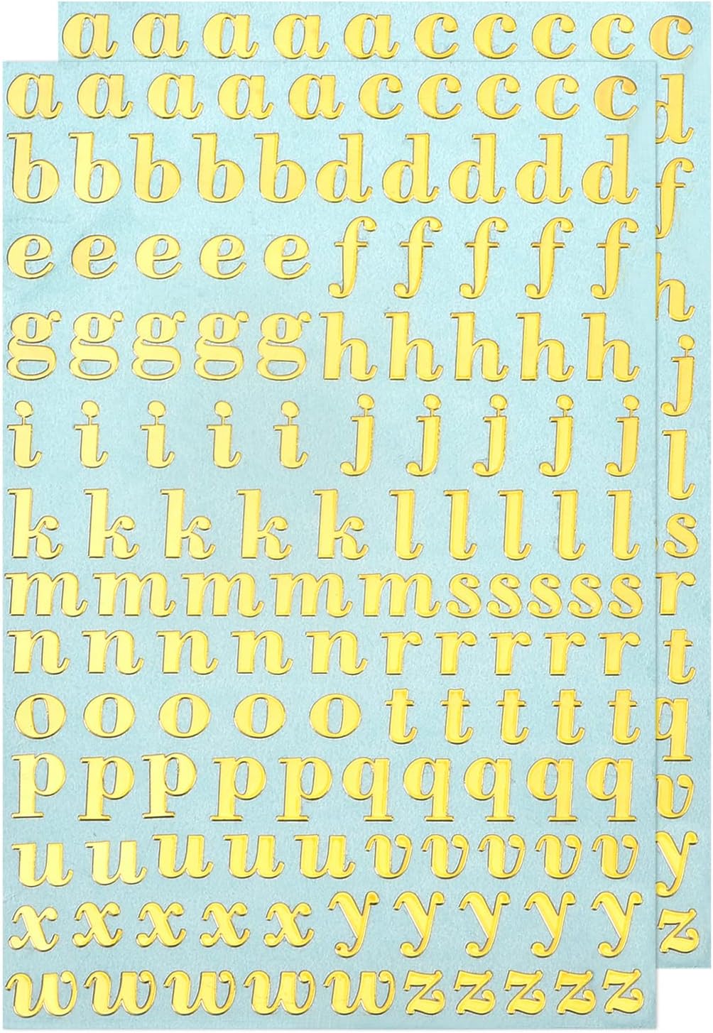 MECCANIXITY 2 Sheets Letter Resin Stickers 3D Small A to Z Gold Mini Alphabet Sticker Metallic Glitter Alloy Lowercase for Resin Nail Scrapbooking 9mm