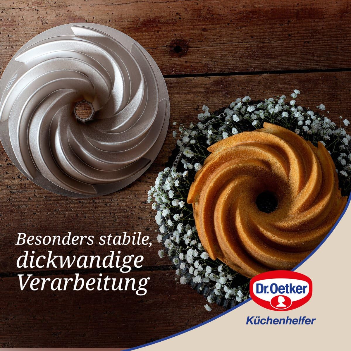Dr. Oetker Guglhupf Twist ⌀ 22 cm – Gugelhupfform aus der Serie Back-Kunst – Backform mit Antihaft-Eigenschaften und sehr guter Wärmeleitung für leckeren Gugelhupf Kuchen