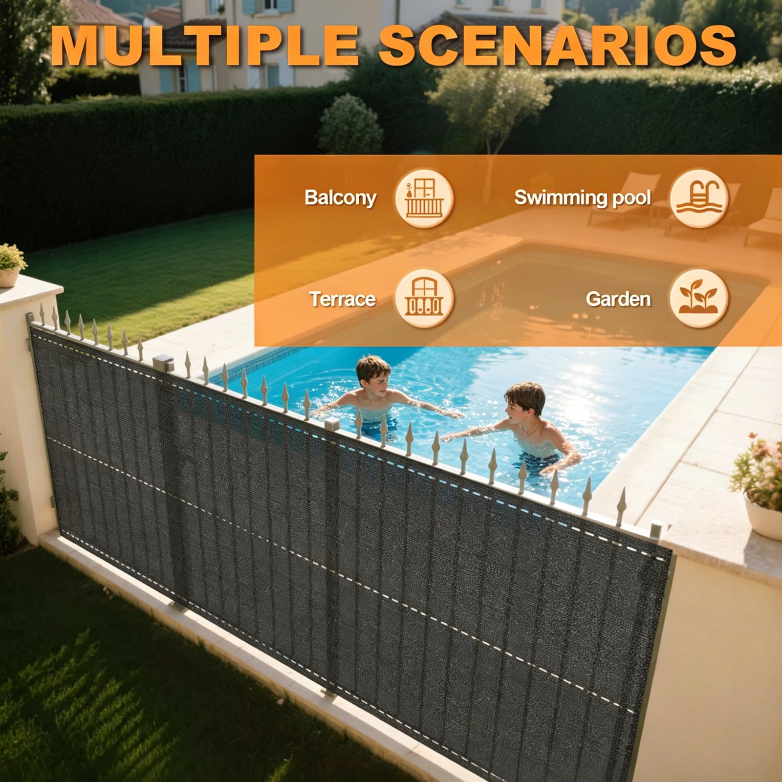 Brise Vue Balcon 150x1000cm avec Attaches de câble, Cache Occultant Exterieur avec 150 g/m² HDPE, Protection UV, Opaque Résistant au Vent pour Jardin Terrasse, Anthracite