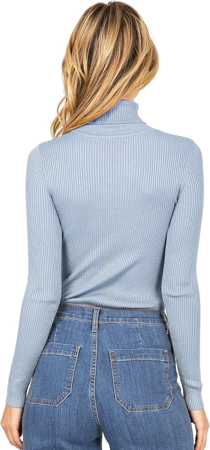 Ambiance Apparel Women's Ribbed Long Sleeve Turtleneck Top (S, Mauve) - Image 3