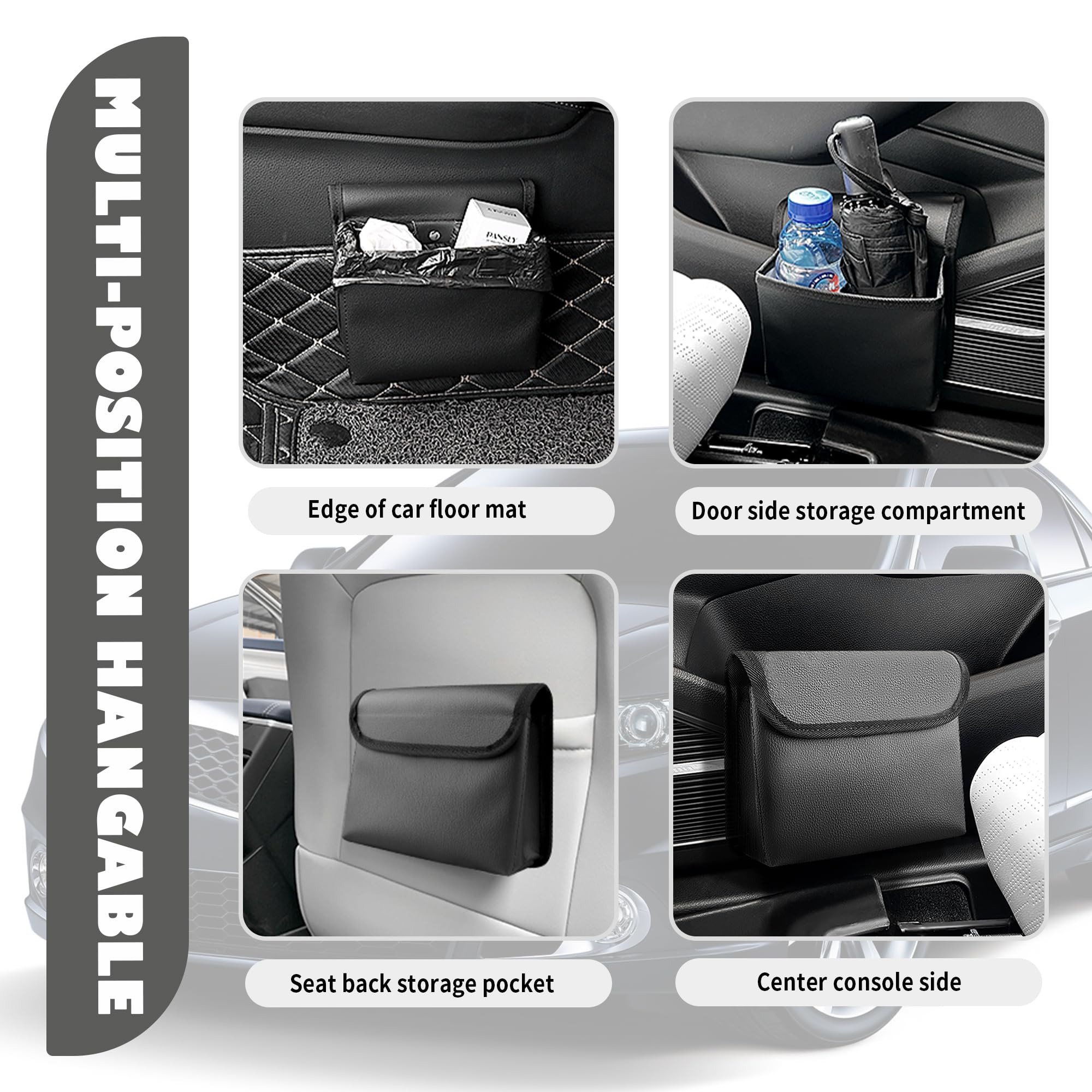 Car Trash Can Car Door Storage Box Foldable Seat Back Hanging Storage Bag Storage Box Car Interior Products(Beige