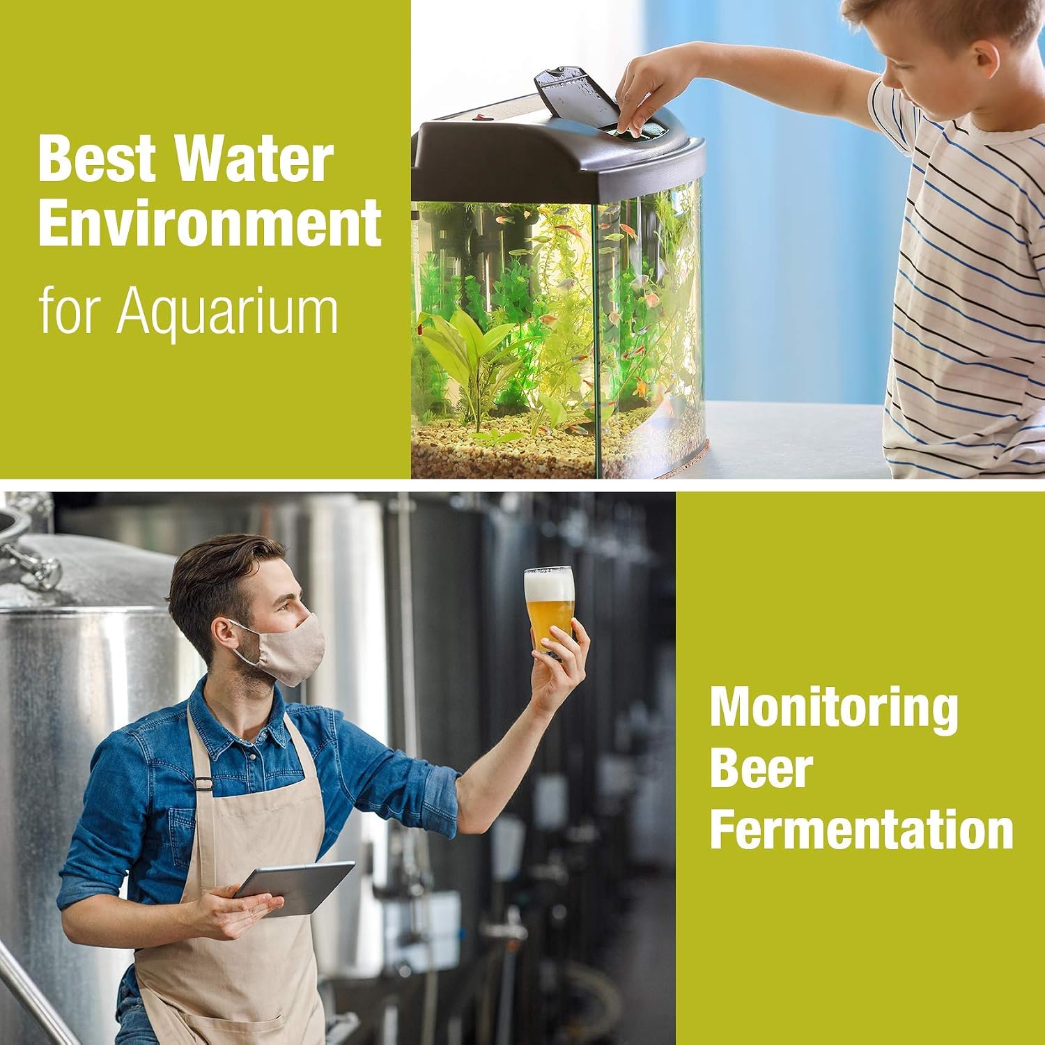 pH Meter for Liquid Water, Membrane Solutions Digital pH Tester, High Accuracy 0.01, Temperature Sensor ATC, Electronic Auto Calibration, for Hydroponics, Pool, Aquarium Water Testing