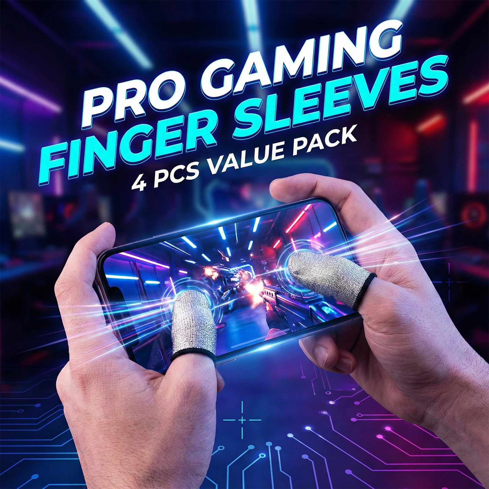 4 Pezzi Gaming Finger Sleeves - Guanti Gaming Traspiranti per Touch Screen - Accessori Gaming per videogiochi - Copridito per videogiochi su dispositivi mobili - Copridito argento