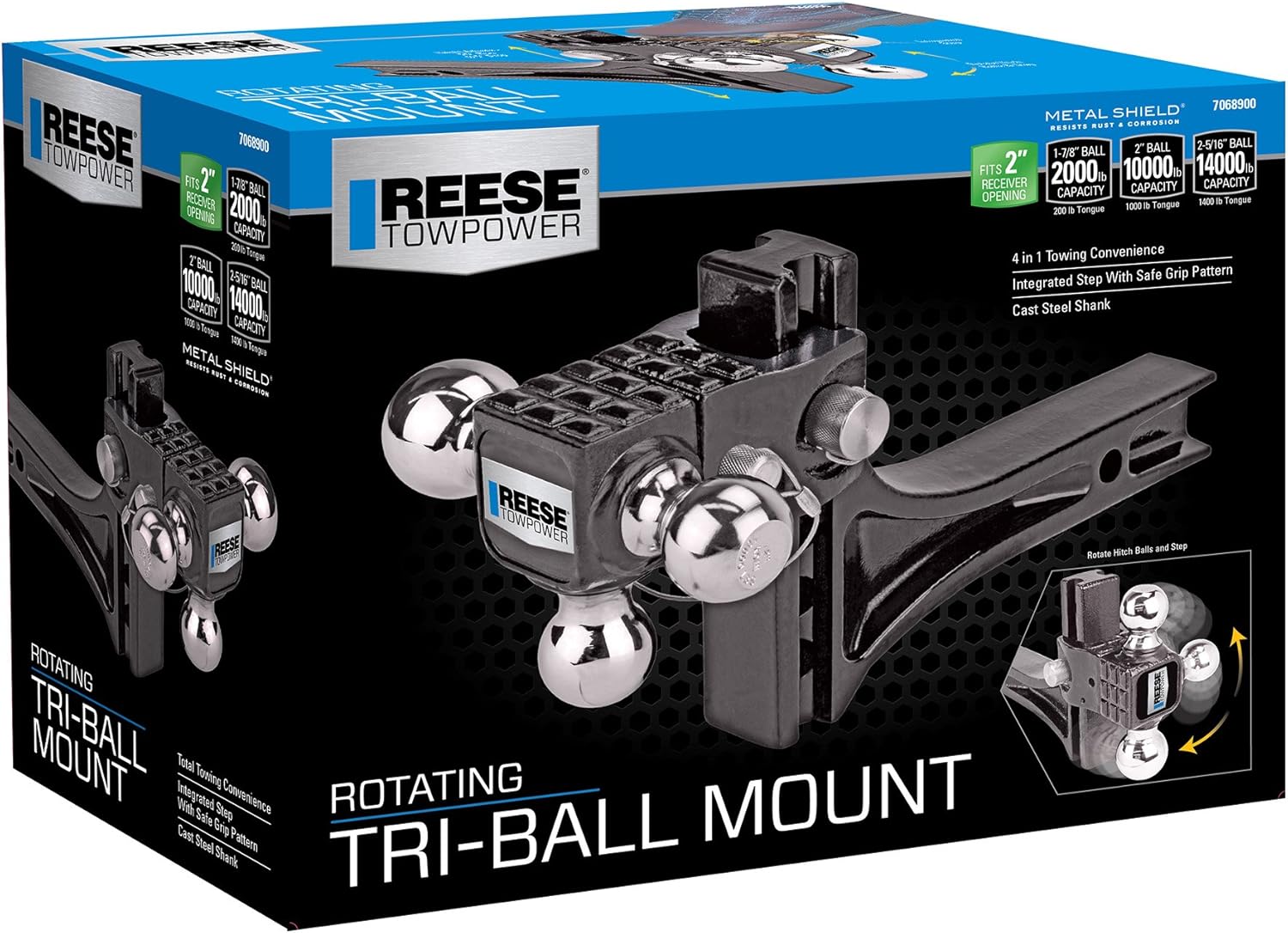 Reese Towpower 7068900 Rotating Tri-Ball/Step Mount, Black : Automotive