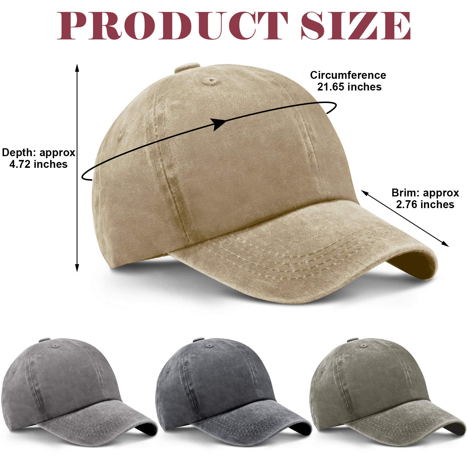 Gorra de béisbol de algodón lavado, 4 piezas, ajustable, de sarga lisa, unisex, estilo vintage, para papá 2