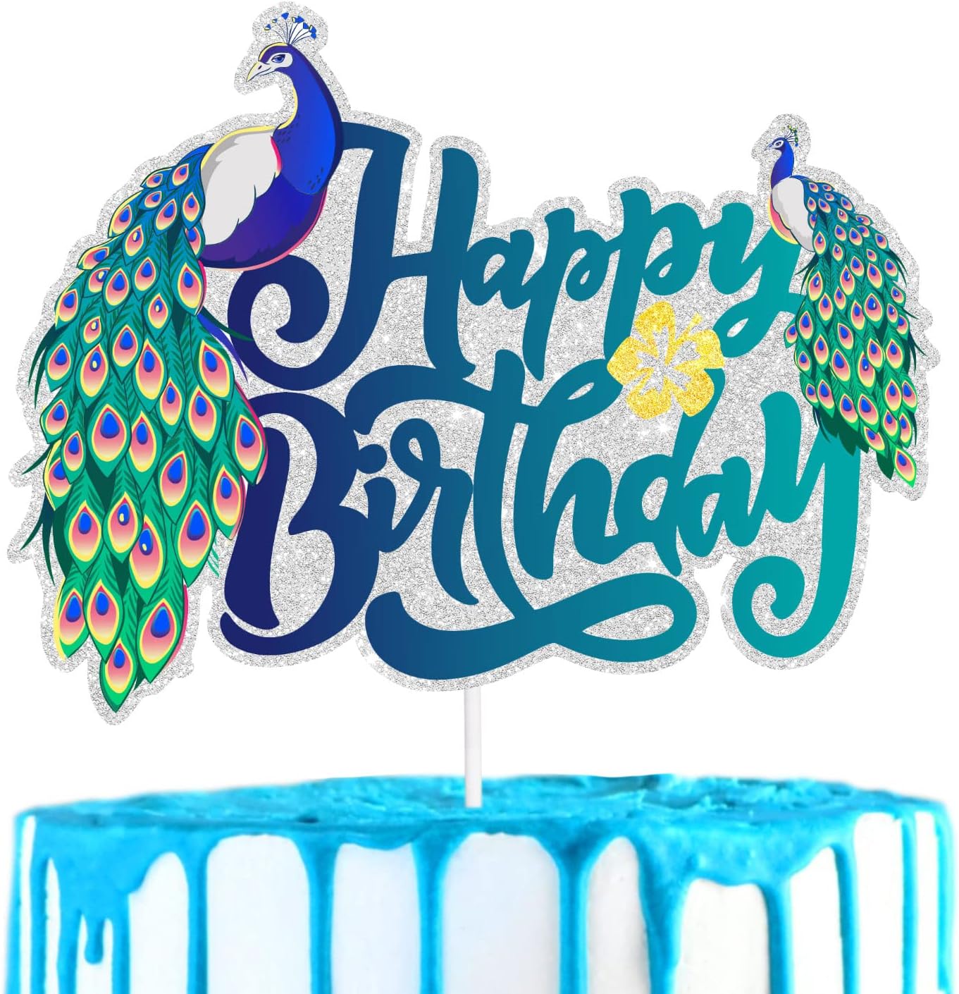 Amazon.com: Peacock Cake Topper Bird Themed Happy Birthday Zoo ...