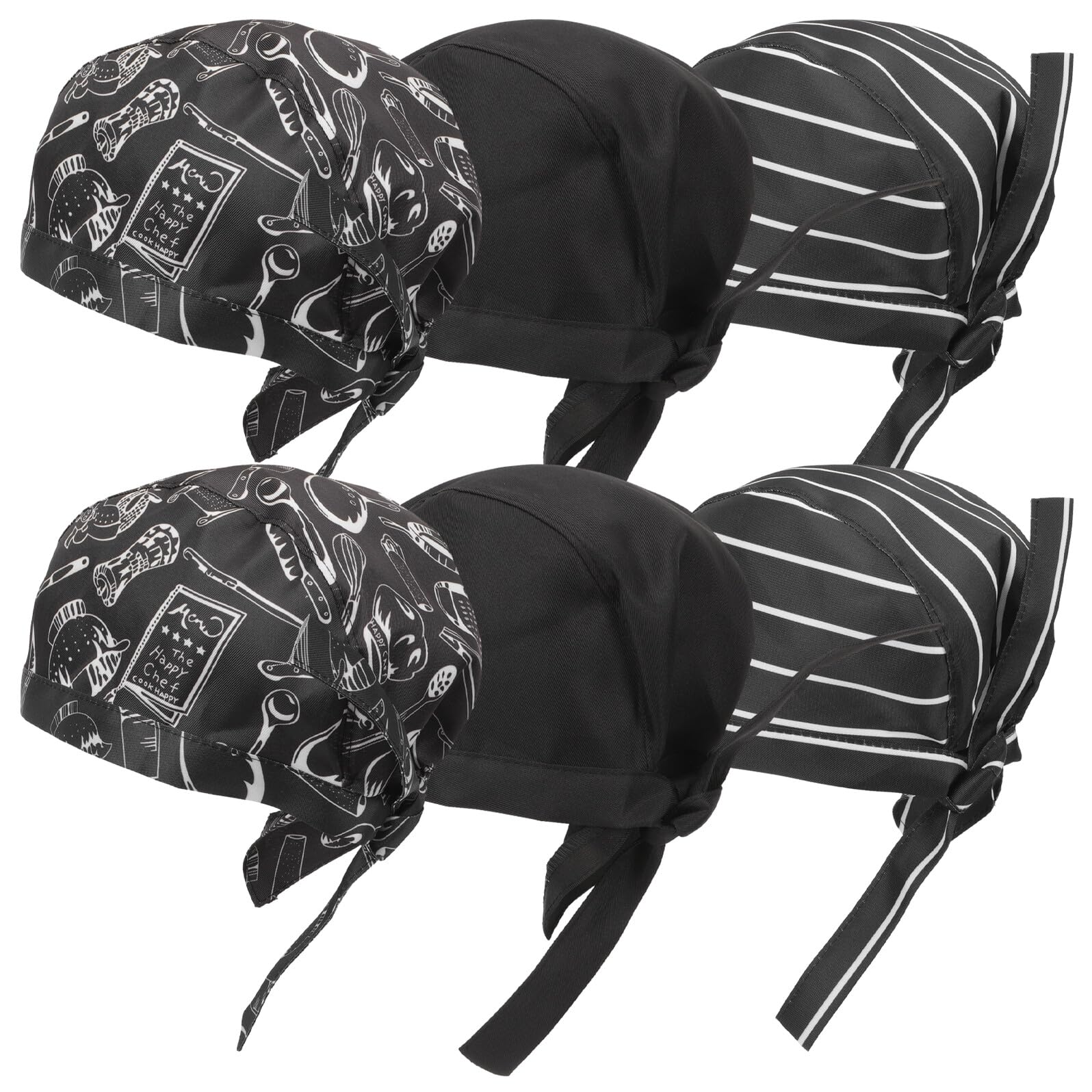 Gorros de Chef Ajustables 6 Piezas Estilo Pirata Estampado Decorativo Elásticos y Unisex para Cocina Profesional Restaurante y Protección Solar
