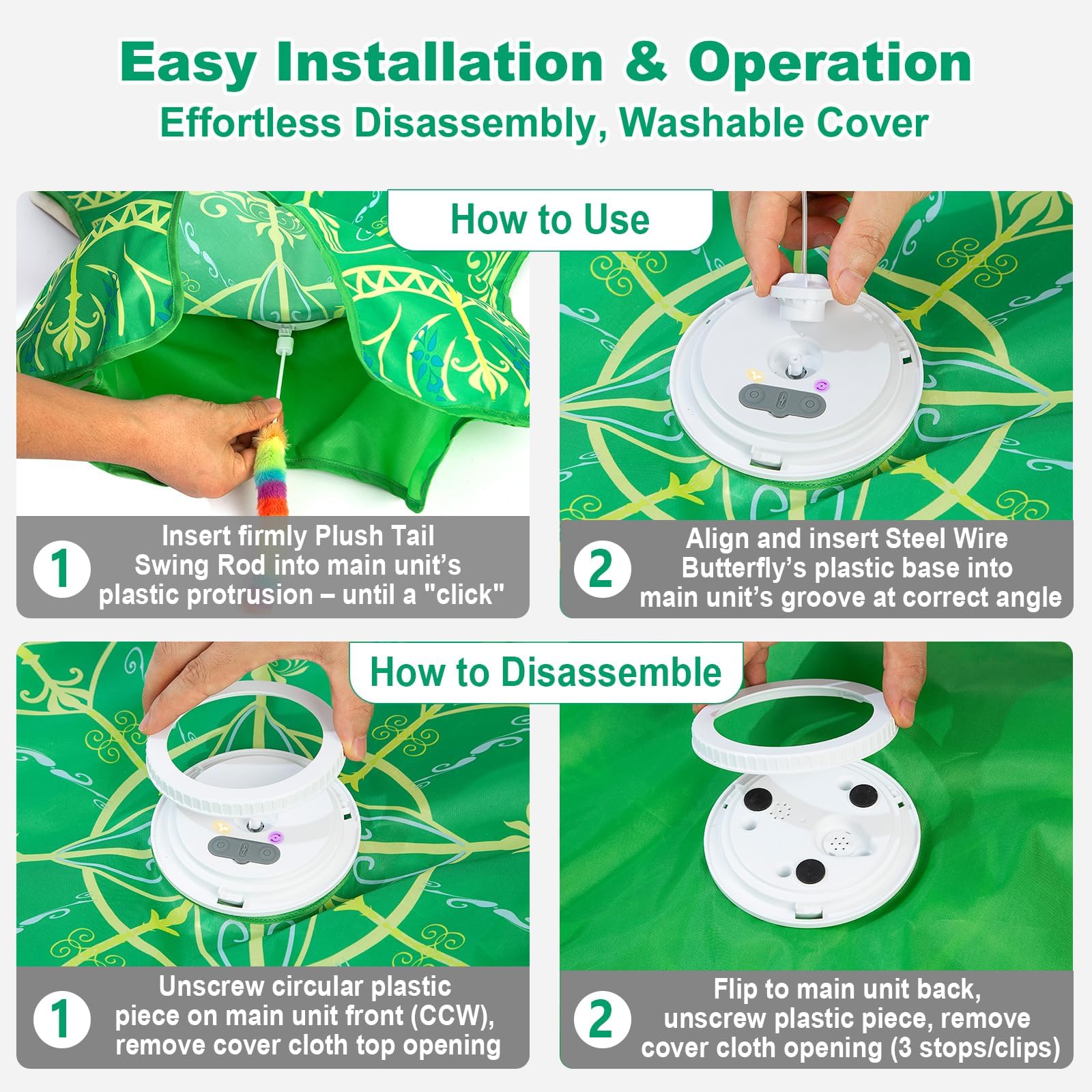 Interactive Rechargeable Hide and Seek Cat Toy with Fluttering Butterfly