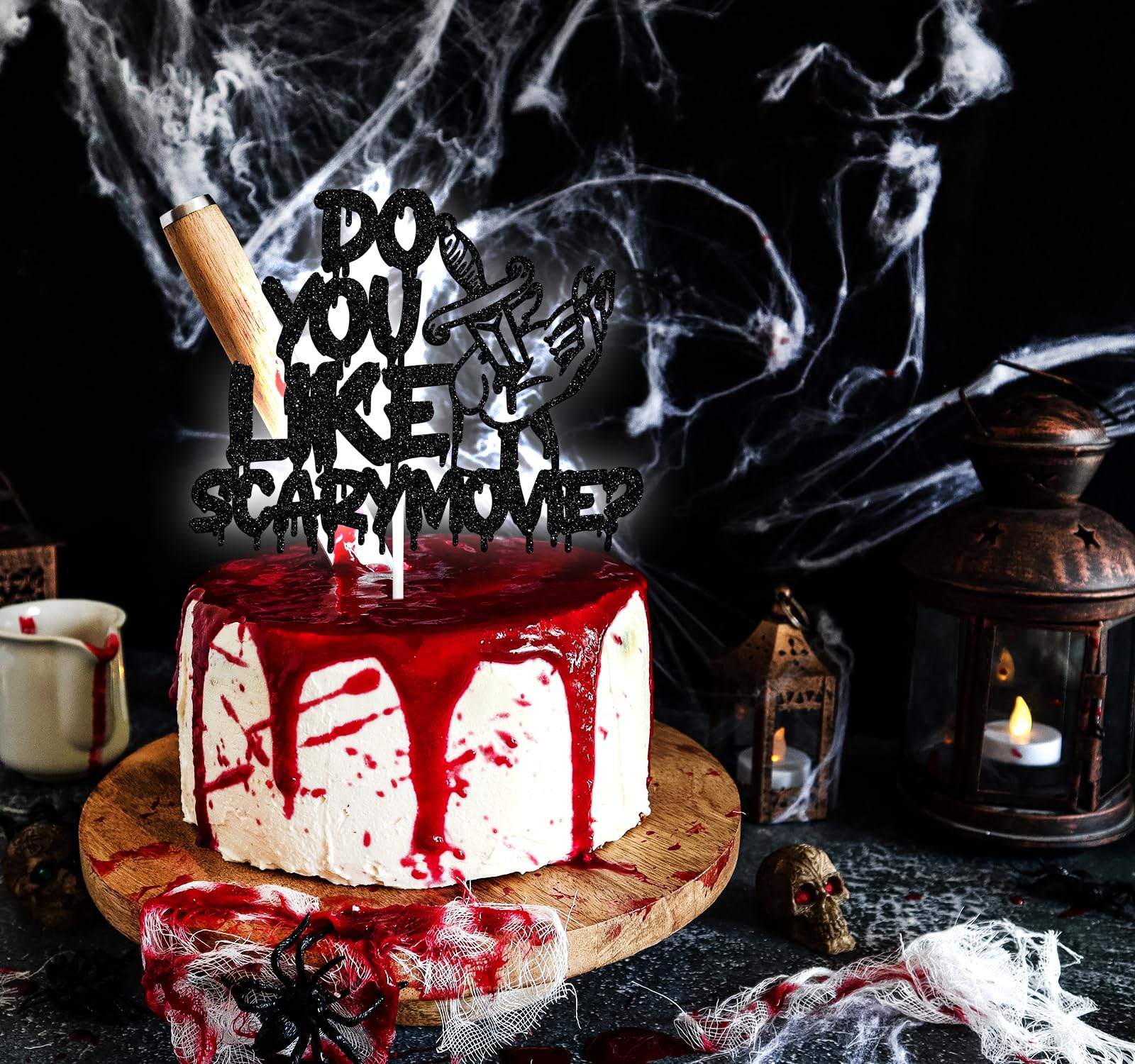 Have A Killer Birthday Cake Topper - Halloween Themed Decor For Horror Movie Parties With Zombie Vampire Glitter Design