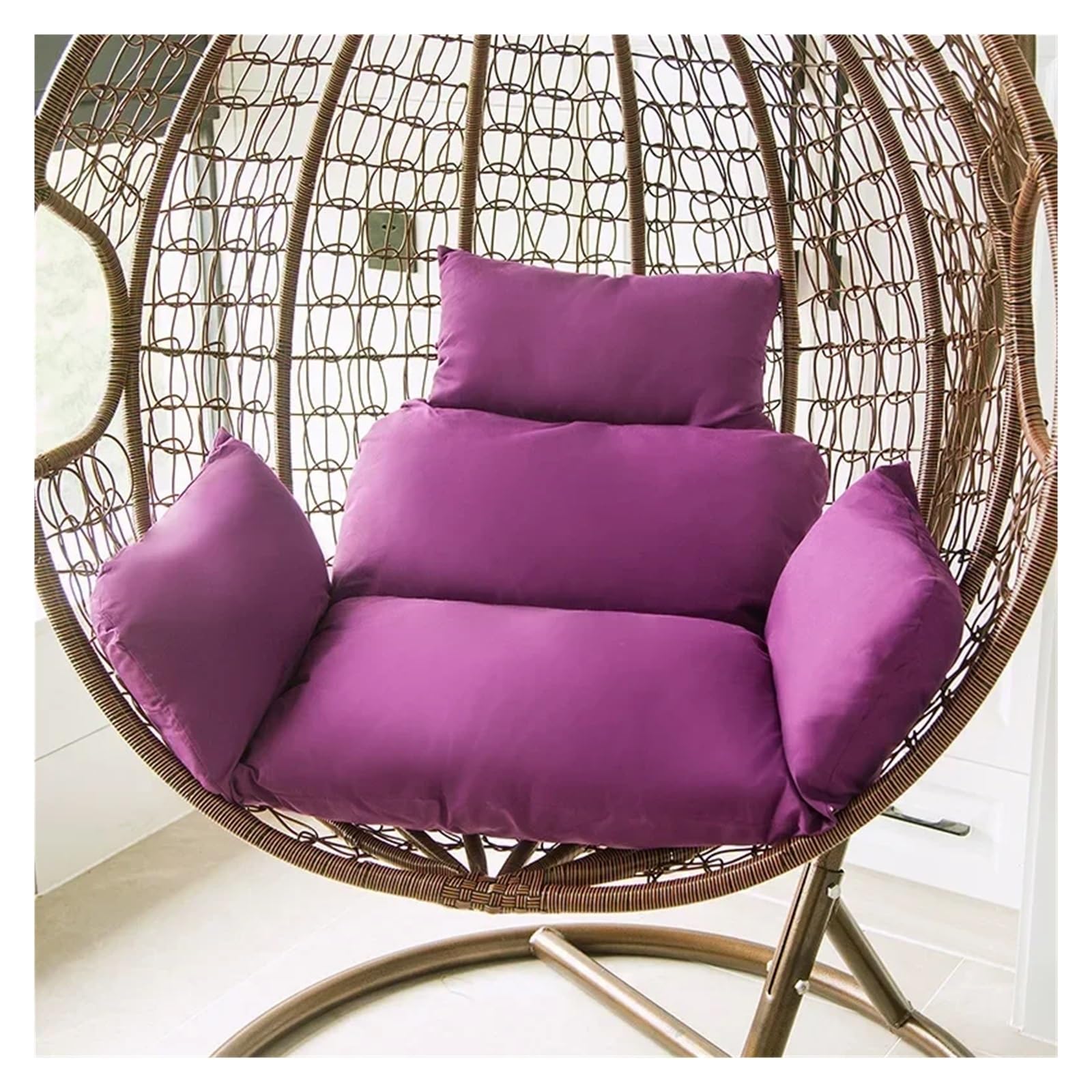 IRGVJIFR Egg Chair Cushion Outdoor Beach Chair Pad Hanging Egg Basket Swing Cushions Garden Rattan Patio Cushion For the garden(Purple)