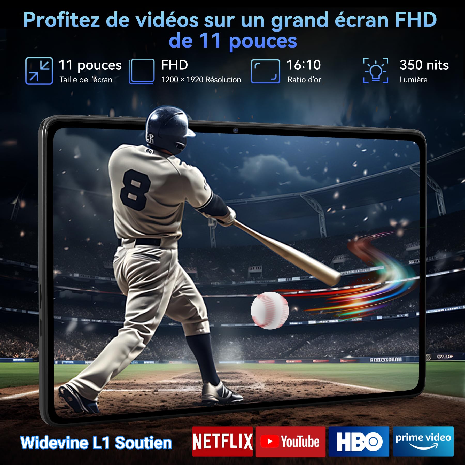 TABWEE T90 Tablette Tactile 11 Pouces Android 16 avec Clavier et Stylet | IA Gemini, 24 Go RAM (8+16) 128 Go ROM (TF 2 To), Écran FHD Widevine L1, Batterie 8000mAh, PC 2 en 1, 5G WiFi/GPS - Gris