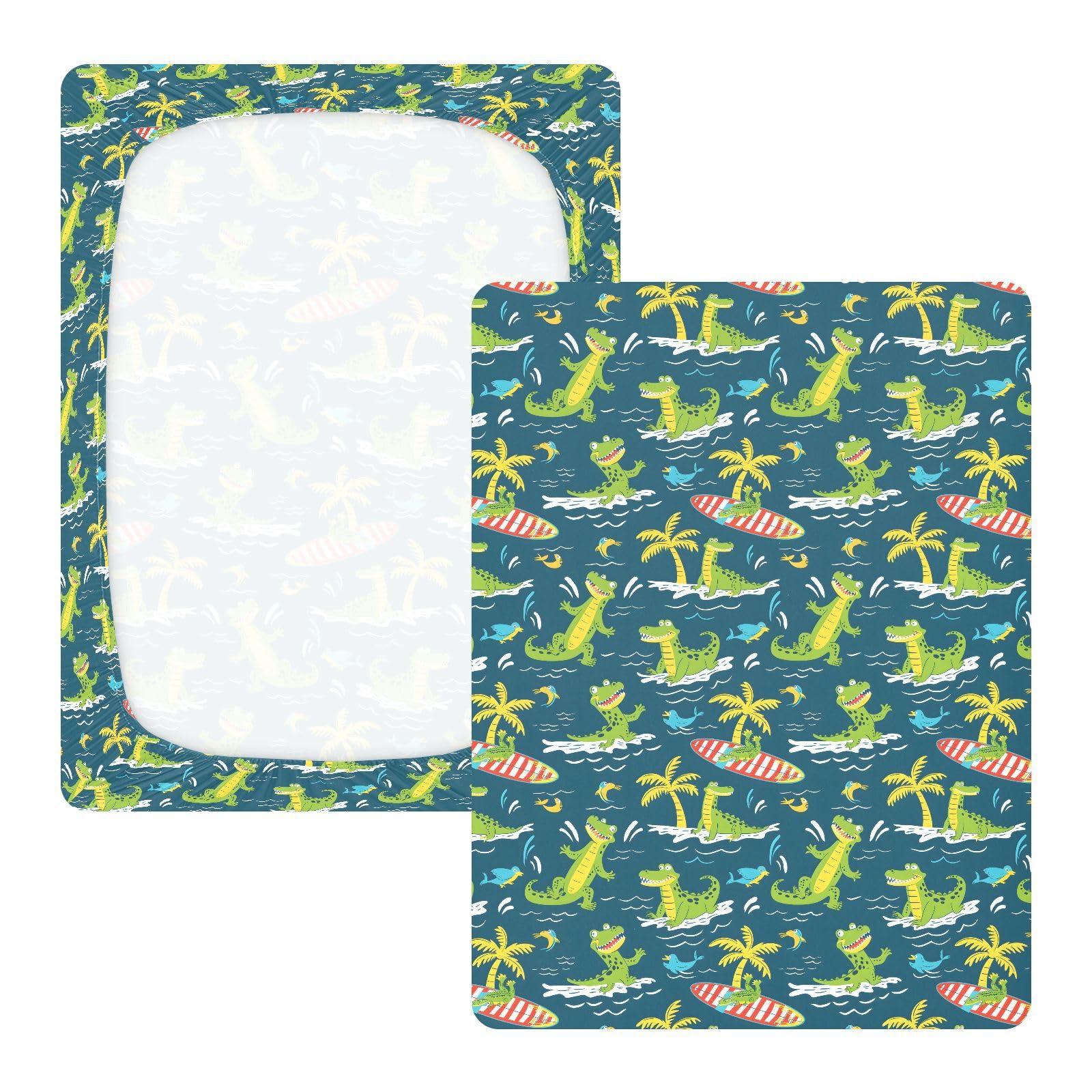 Crocodile Surfer Babybettlaken für Jungen und Mädchen, weiche Kleinkind-Matratze, Spannbetttuch, 71,1 x 132,1 cm