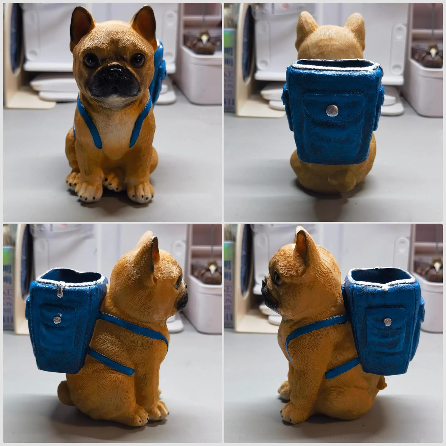 Cute Dog Pen Holder & Desk Organizer,Handmade Non-Toxic Resin Storage Compartment for Office, School & Home | Adorable Gift for Dog Lovers Who Love Functional Pet Decor (French Bulldog)