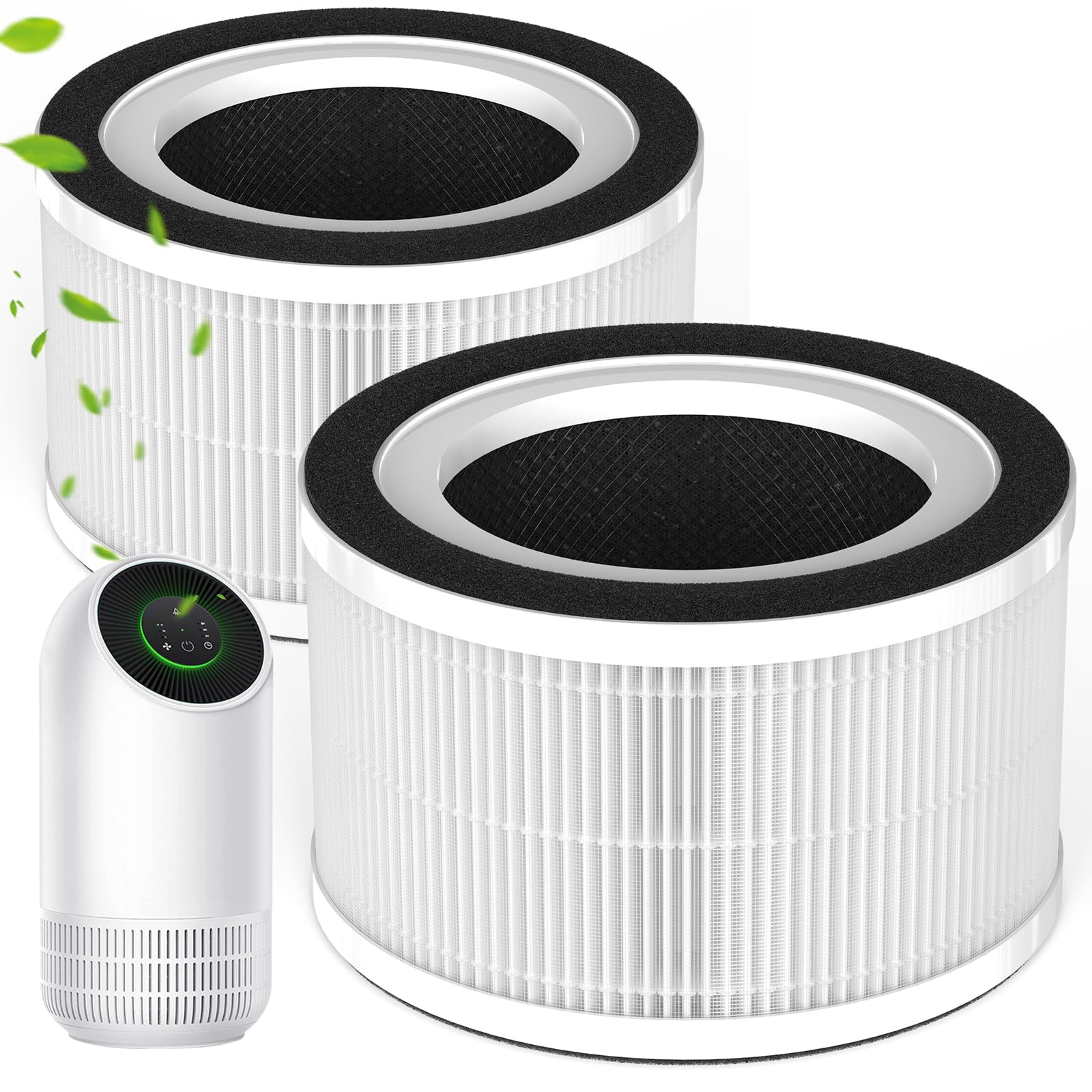 True HEPA H13 Filter Replacement for Afloia Fillo/Halo/Mooka Allo Purifiers - 3-in-1 360° 3-Stage Filtration, 2 Pack