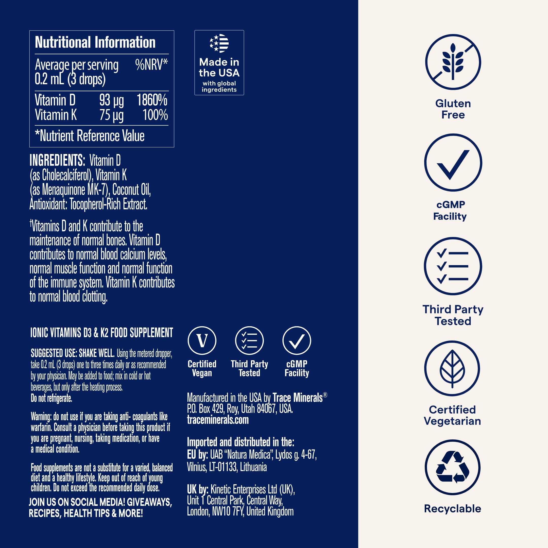Trace Minerals, Ionic Iodine (iode ionique), 150mcg d'iode par dose journalière, 59ml, végétarien, sans gluten, sans soja, sans OGM
