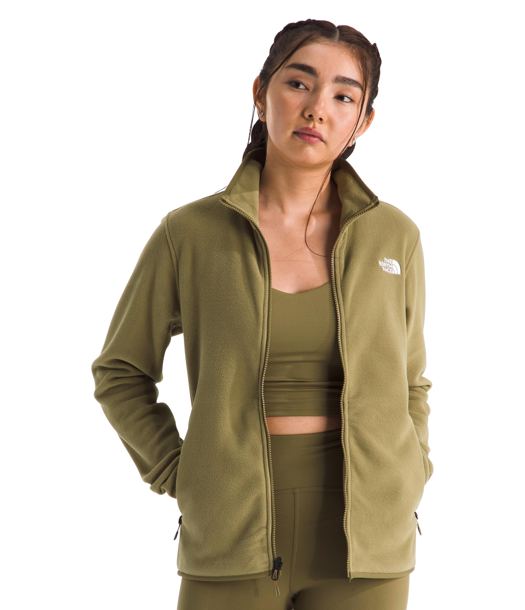 The North Face Women's Glacier Fleece Jacket (Standard & Plus Size) - Soft Pullover with Zippered Hand Pockets, Cedar, XX-Large