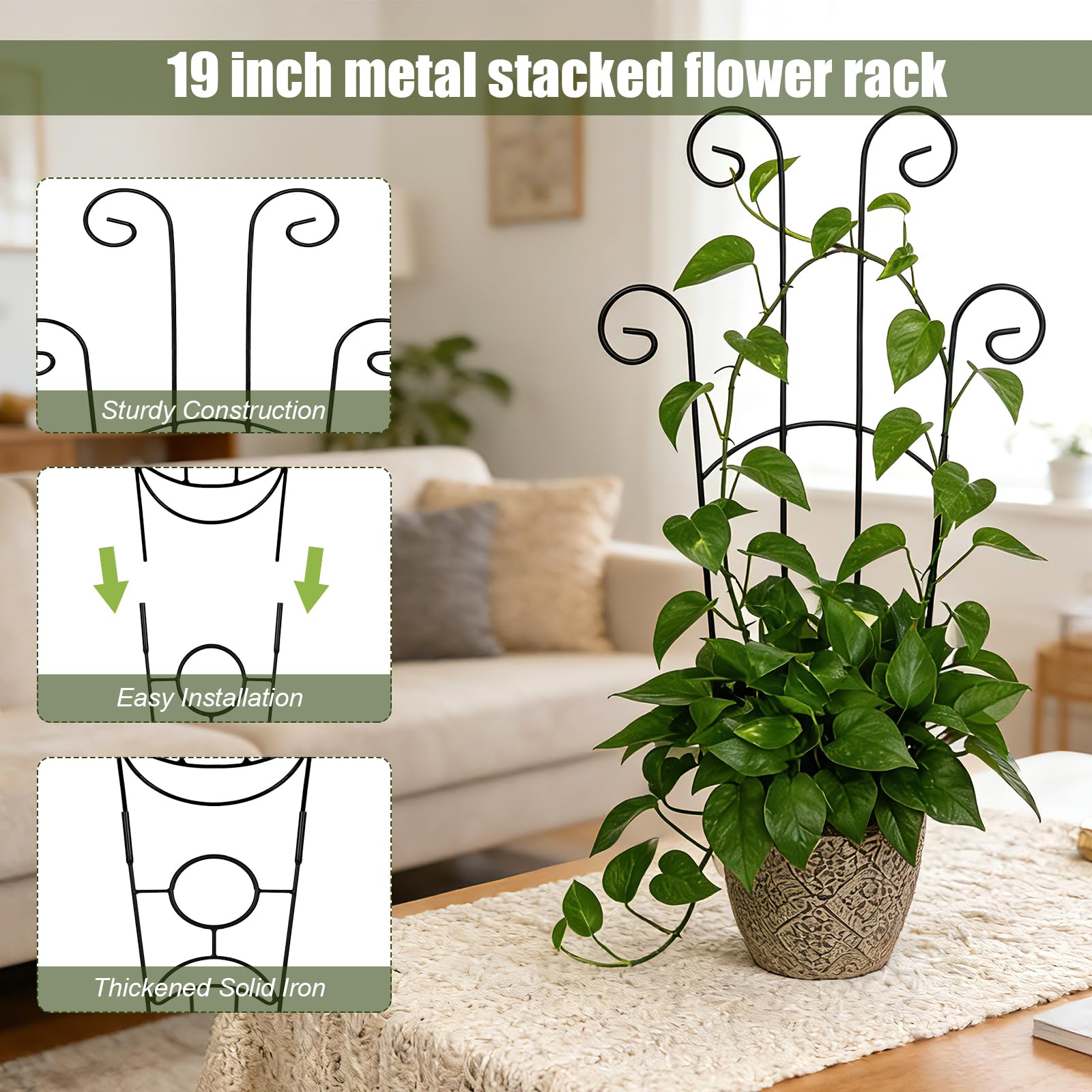 Traliccio da giardino per piante rampicanti, 2 tralicci in metallo per piante in vaso per interni ed esterni, pali di supporto espandibili e robusti per piante rampicanti Monstera Ivy Pothos