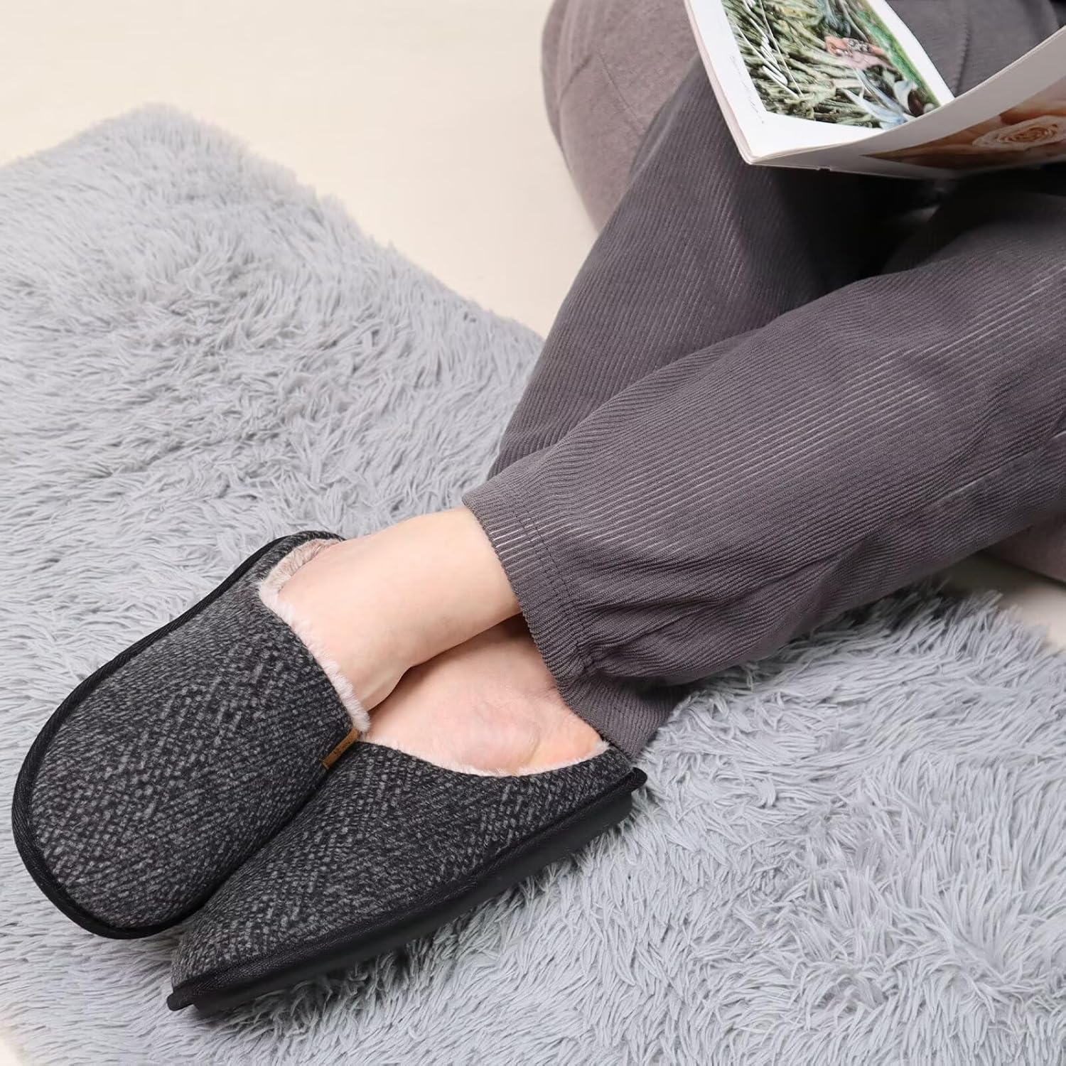 COFACE Mens Cozy Memory Foam Scuff Slippers Casual Slip On Warm House Shoes Indoor/Outdoor Sandal Slippers With Arch Support Rubber Sole Size 7-15 - Image 2