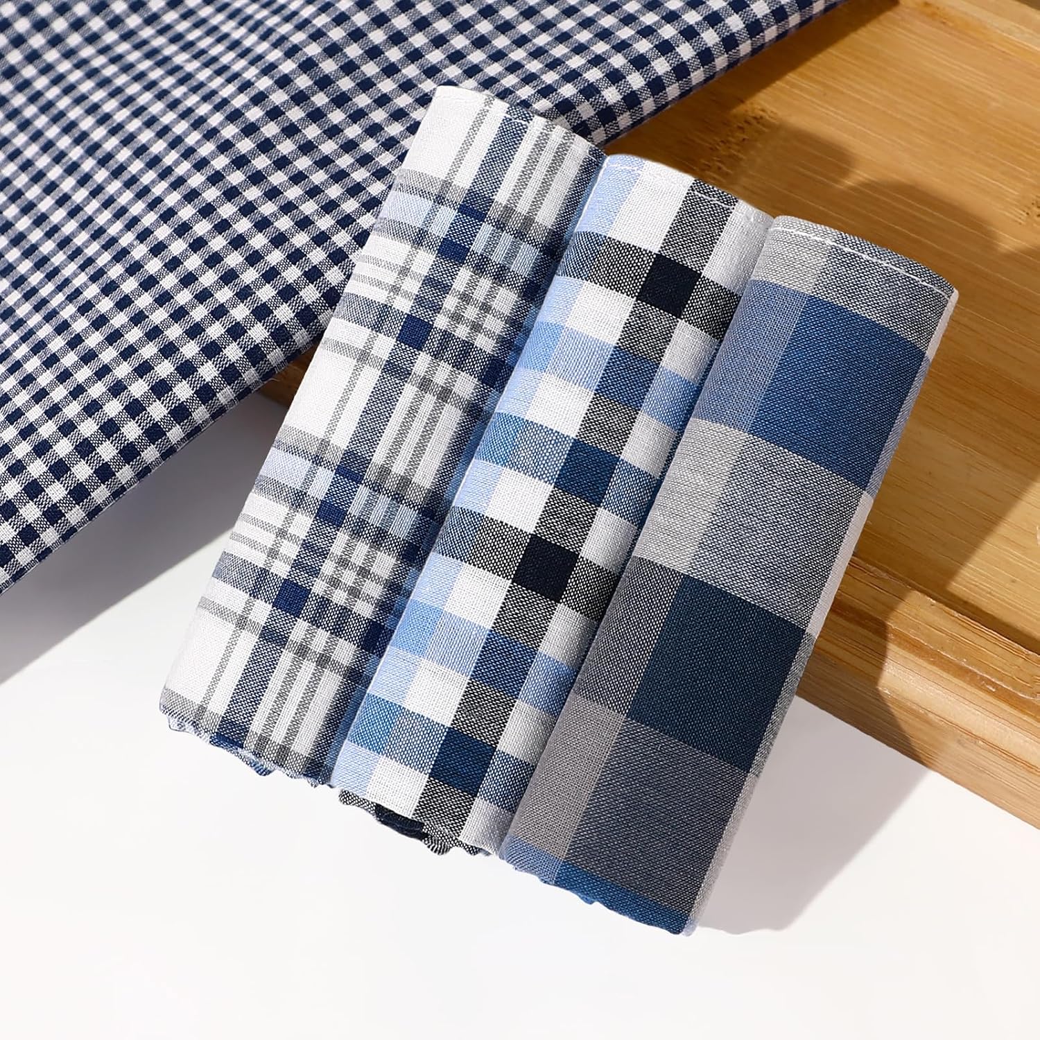 Cotton Handkerchiefs for Men Soft Men's Hankies Classic Assorted Plaid