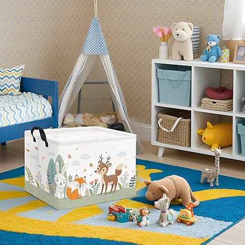 Miniatura 4 de Cesta rectangular de almacenamiento para niños, cesta de almacenamiento para bebés con asas para el hogar, cocina, niños y niñas, lindo contenedor