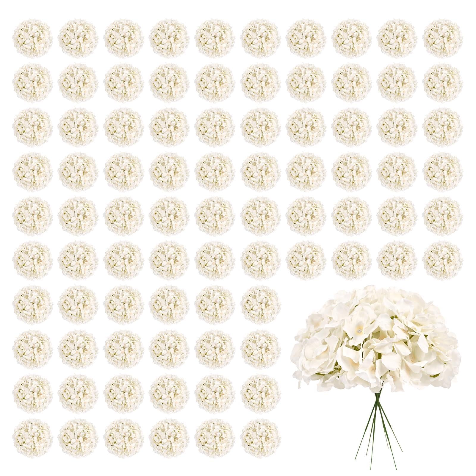 Photo 1 of 100Pcs Champagne Hydrangeas Artificial Flowers,Wedding Centerpieces