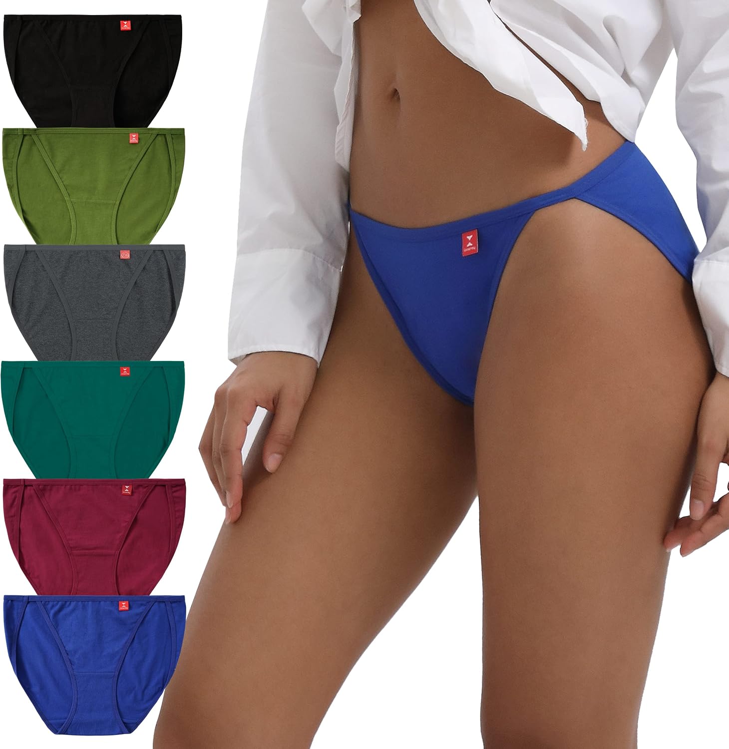 INNERSY Women's Tagless Underwear Low Rise String Stretch Cotton Bikini Briefs Multipack
