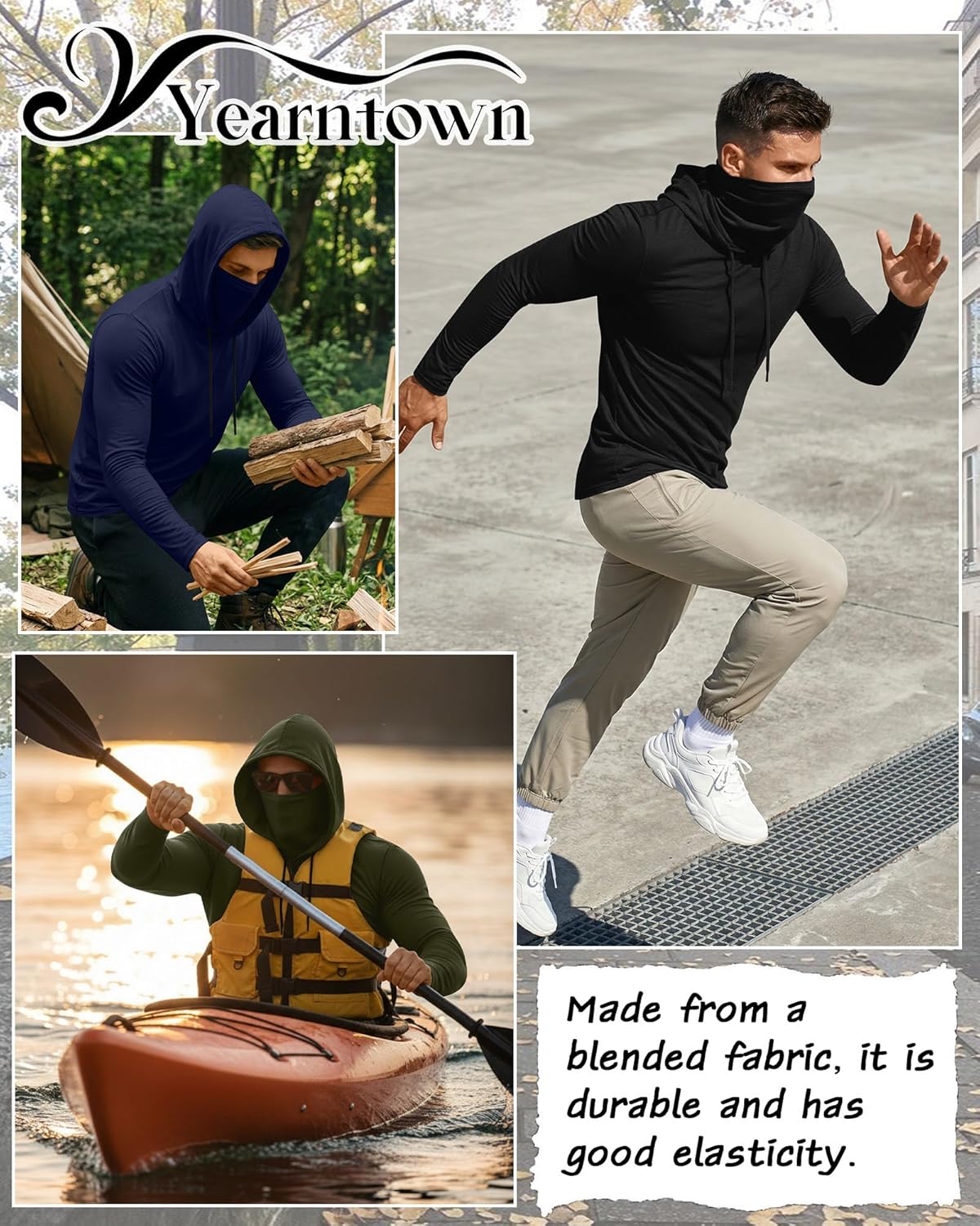 4 Pack Men's Compression Hoodies with Mask Sweatshirt Long Sleeve Workout Sports Base Layer Active Running Pullover - Image 6