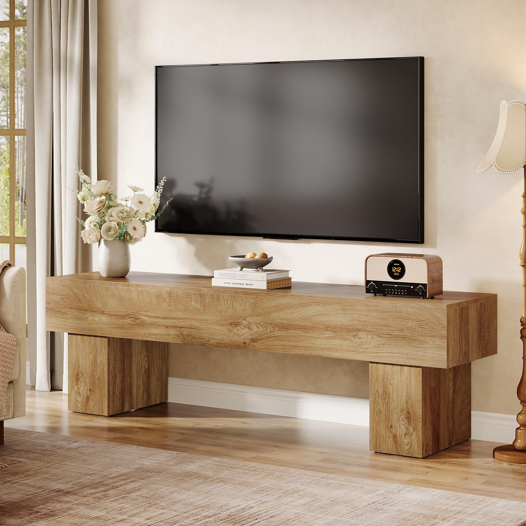 Tribesigns Mobile TV da 160 cm, mobile multimediale in stile rustico, mobile TV basso per soggiorno, Tavolino Porta TV lungo per televisori da 55/60/65 pollici