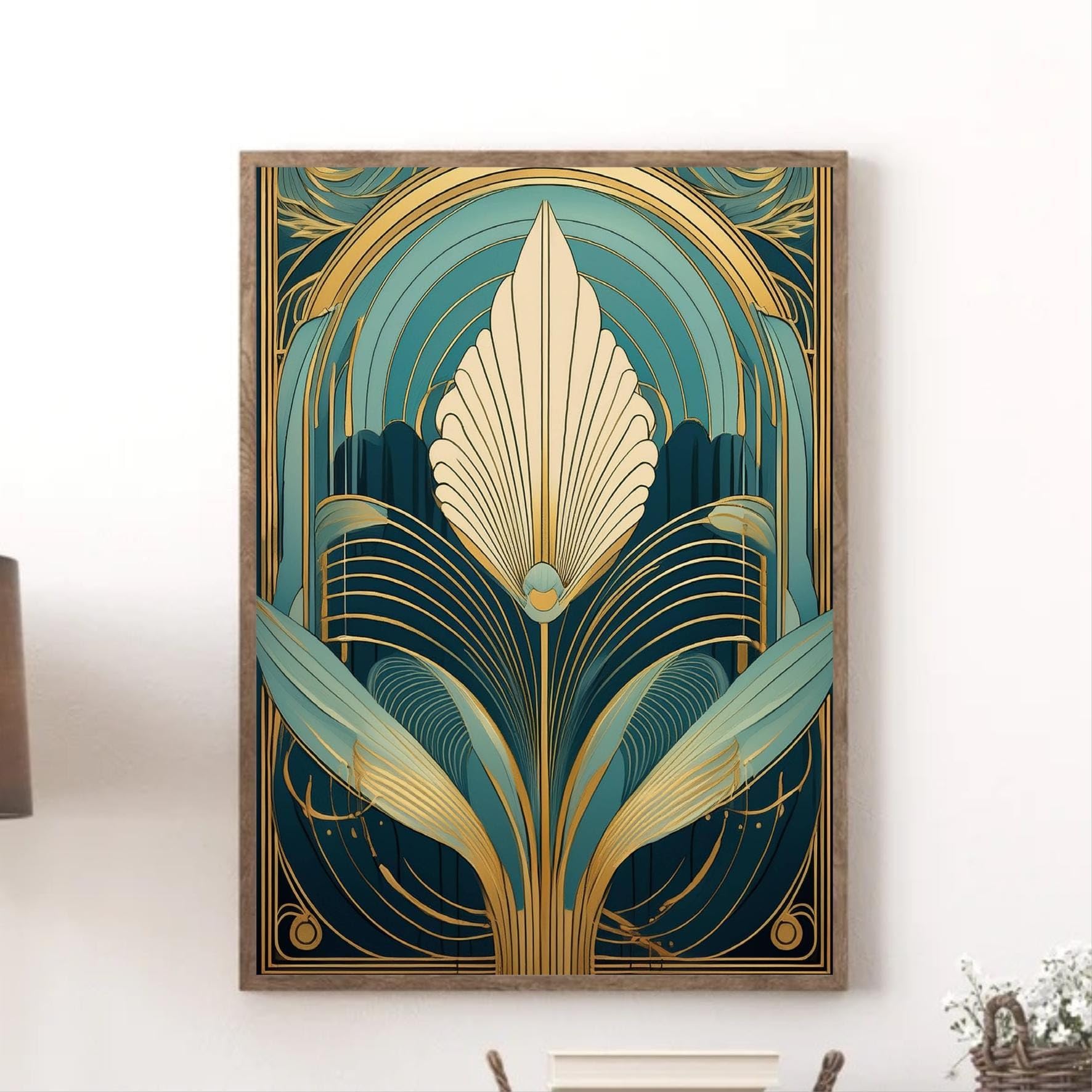 TONGYINLI Elegant Ginkgo Leaf Canvas Wall Art | Green Leaf Posters and Prints, Abstract Botanical Painting Bedroom Decor Artwork(70x110cm/Internal Frame)