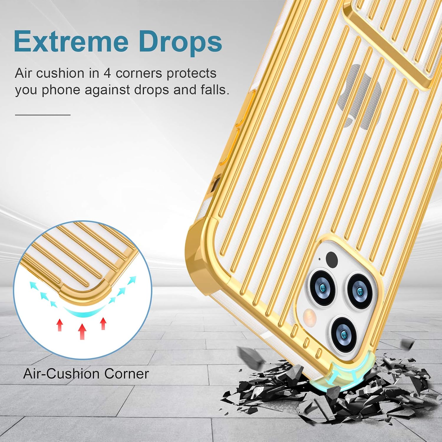 OCYCLONE iPhone 12 Pro Max Case with Kickstand [Two-Way Stand], Anti-Slip Anti-Scratch Shockproof Protective Cute Phone Case for iPhone 12 Pro Max 5G 6.7 inch 2020 - Gold