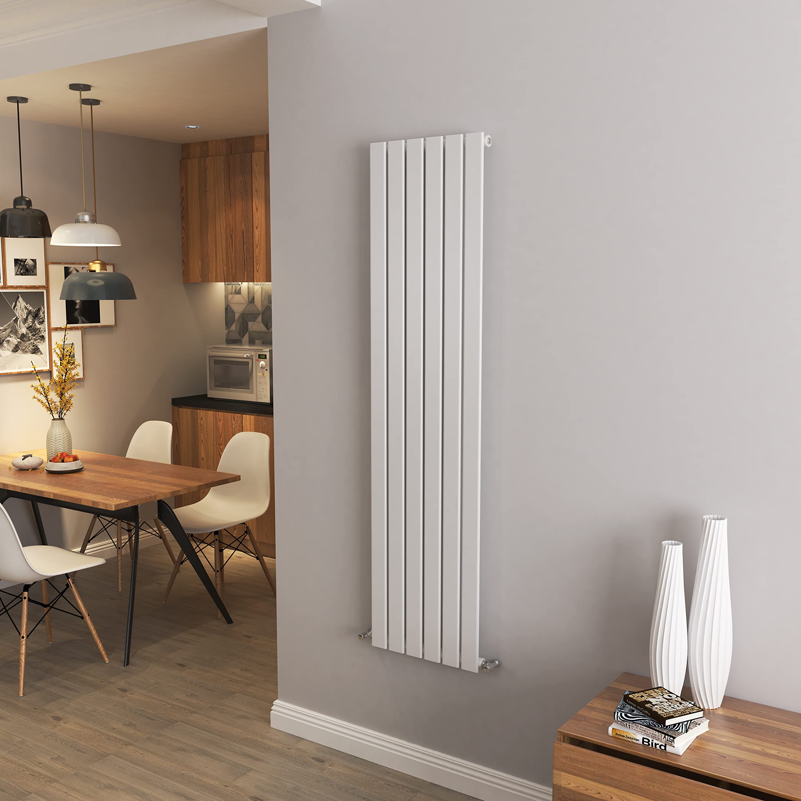 Biubiubath White Vertical Radiator Single Column Flat Panel Central Heating Radiators 1600 * 408Mm