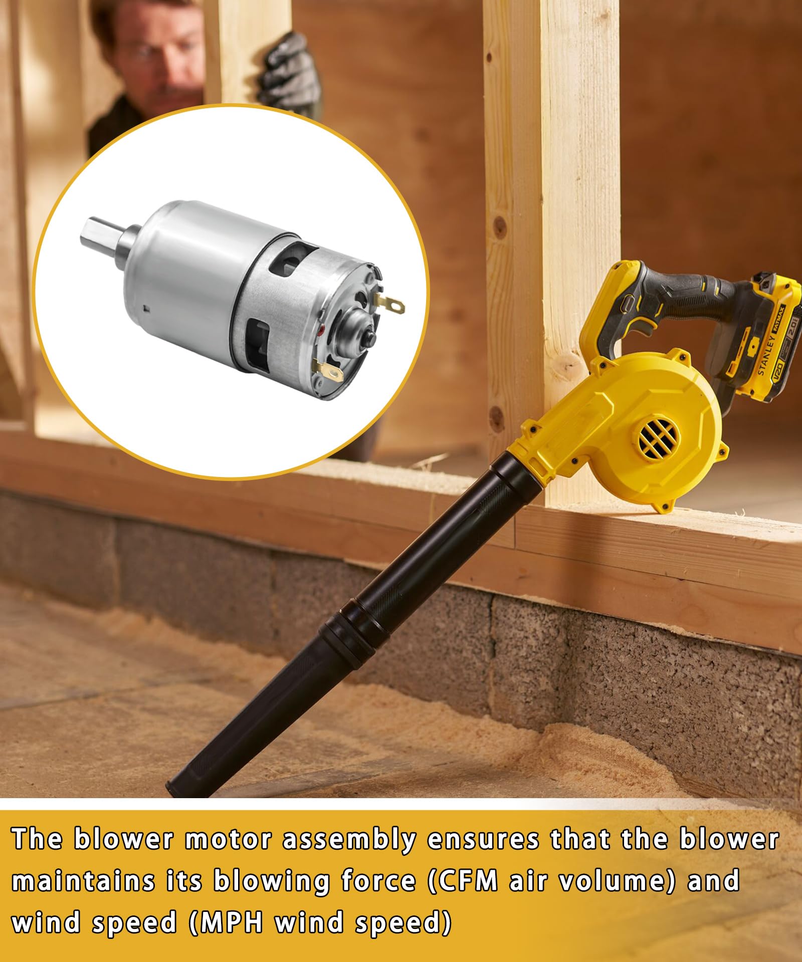 N433225 - Conjunto de motor de soplador | Compatible con sopladores de hojas DeWalt DCE100M1 DCE100B para sopladores de hojas Craftsman CMCBL0100B