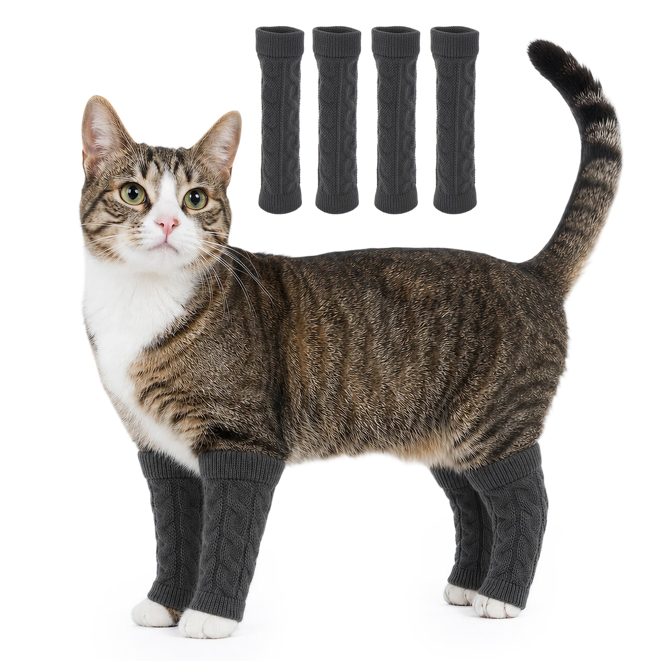 PUMYPOREITY 4 Pcs Dog Elbow Pads, Lick Sleeve For Rear Leg, Dog Sleeves For Wounds Front Legs, Prevent Pet From Licking Sutures(Light grey, M)