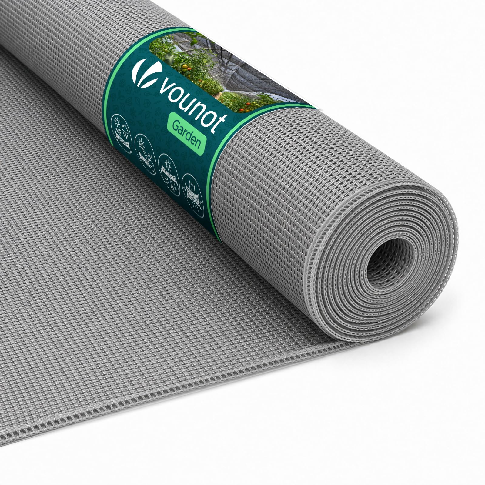 VOUNOT® Greenhouse Shade Net, UV-Resistant HDPE 90g/m² Shade Protective Net, Breathable Garden Netting for Greenhouse, Polytunnel, Vegetable Garden, 1x20m, Grey