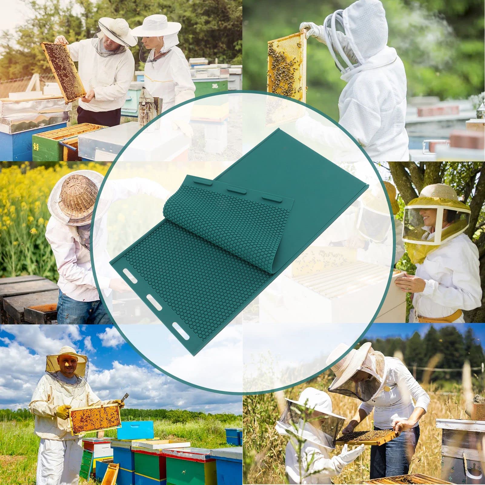 Asixxsix Silikon-Bienenwachsform,Flexible Bienenwachs-Grundlage, Pressform, Wabenplatten-Herstellungsform,Bienenwachsplatten-Form,Bienenzuchtzubehör für Imker,Werkzeug Zur Kerzenherstellung