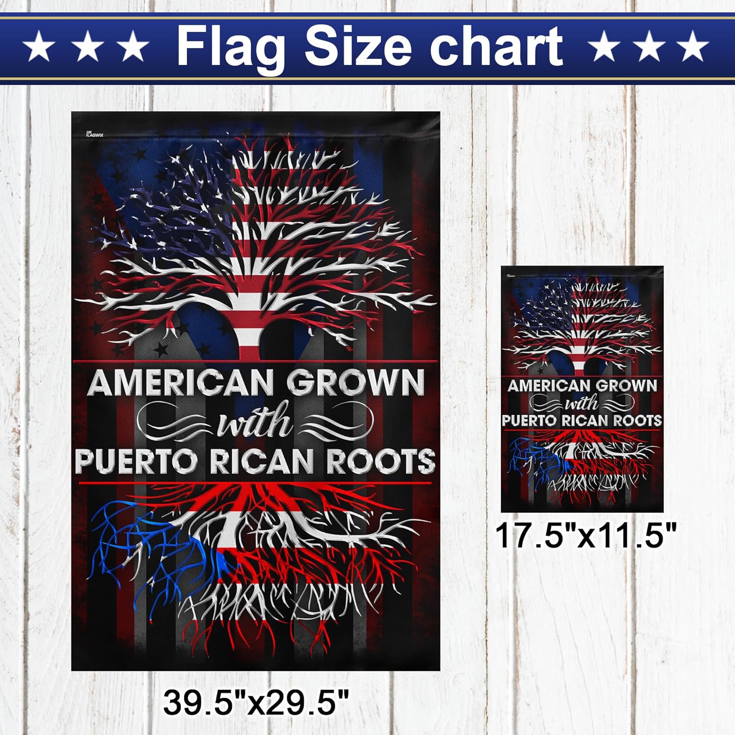 FLAGWIX Puerto Rico Flags, American Grown Puerto Rican Roots Flag Decorations - House Flag 30x40, Decorations For Home, Outside - Double Sided, Heavy Duty Canvas Flag Indoor Outdoor