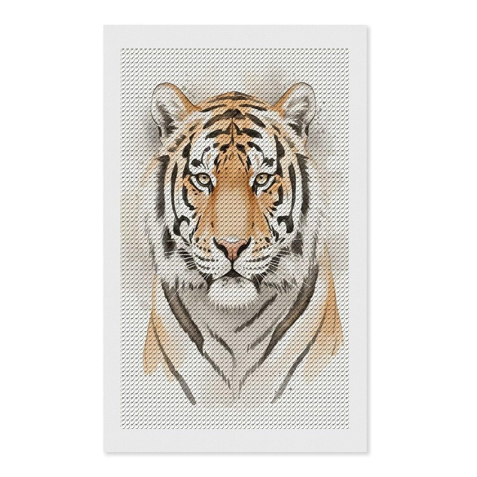 Junmoney Watercolor Tiger Portrait Diamond Art Kit 12"x20", Relaxing DIY Hobby, Satisfying Creative Project, Living Room Decor, for Women